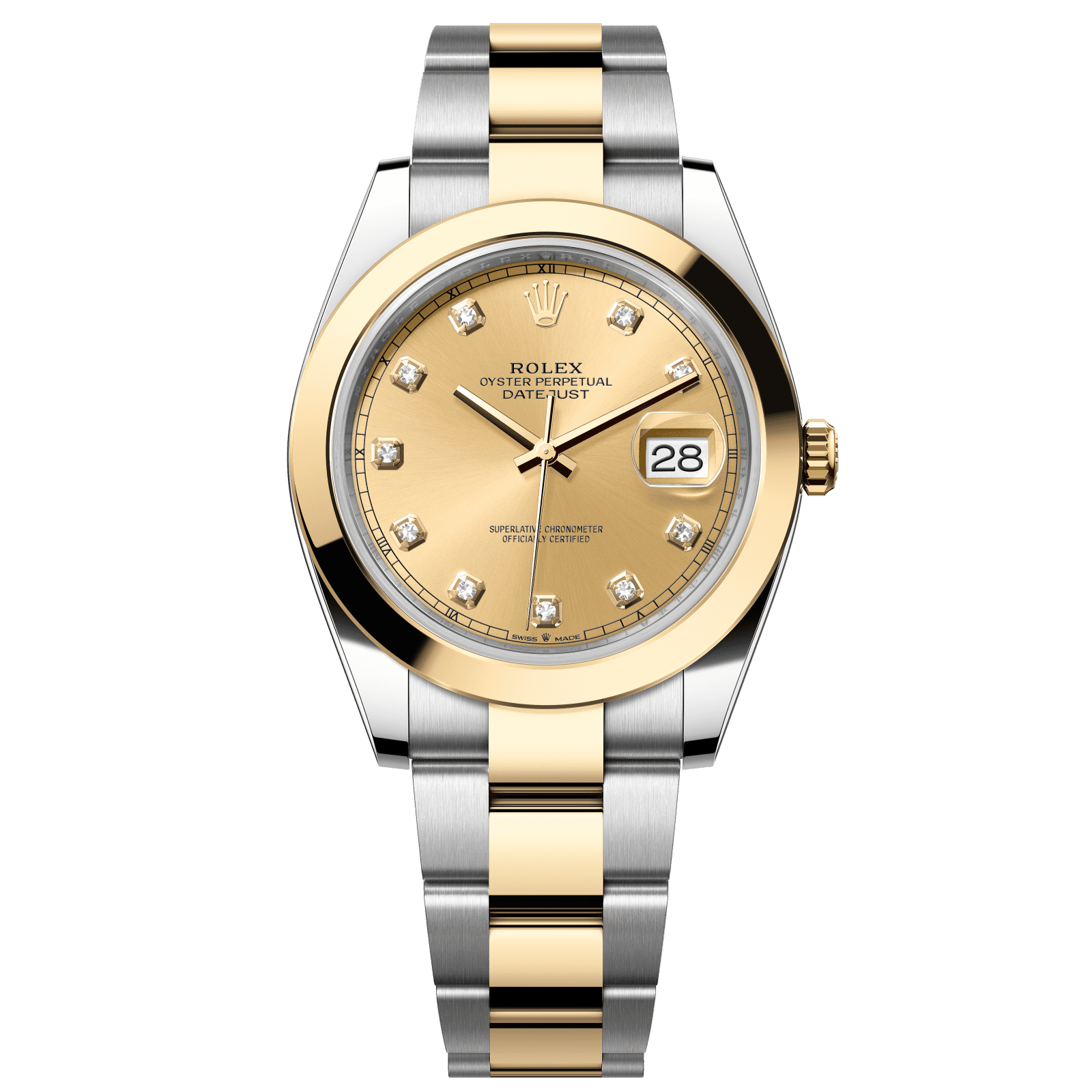 Rolex Datejust 41 41 mm Champagne-Colour Set With Diamonds Dial Oystersteel and 18k Yellow Gold Oyster Bracelet 126303-0011 - WATCHXNYC