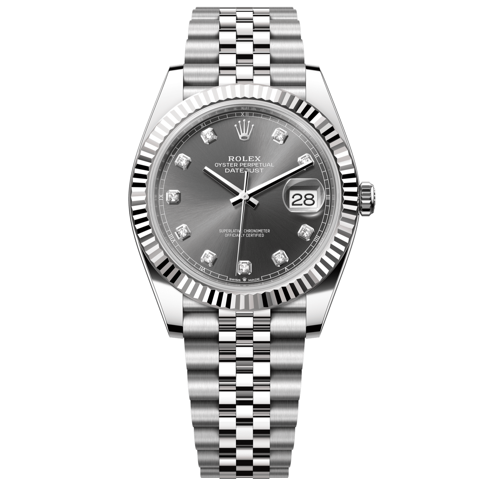 Rolex Datejust 41 41 mm Slate Dial with Diamonds Oystersteel and White Gold Jubilee Bracelet 126334-0006 - WATCHXNYC
