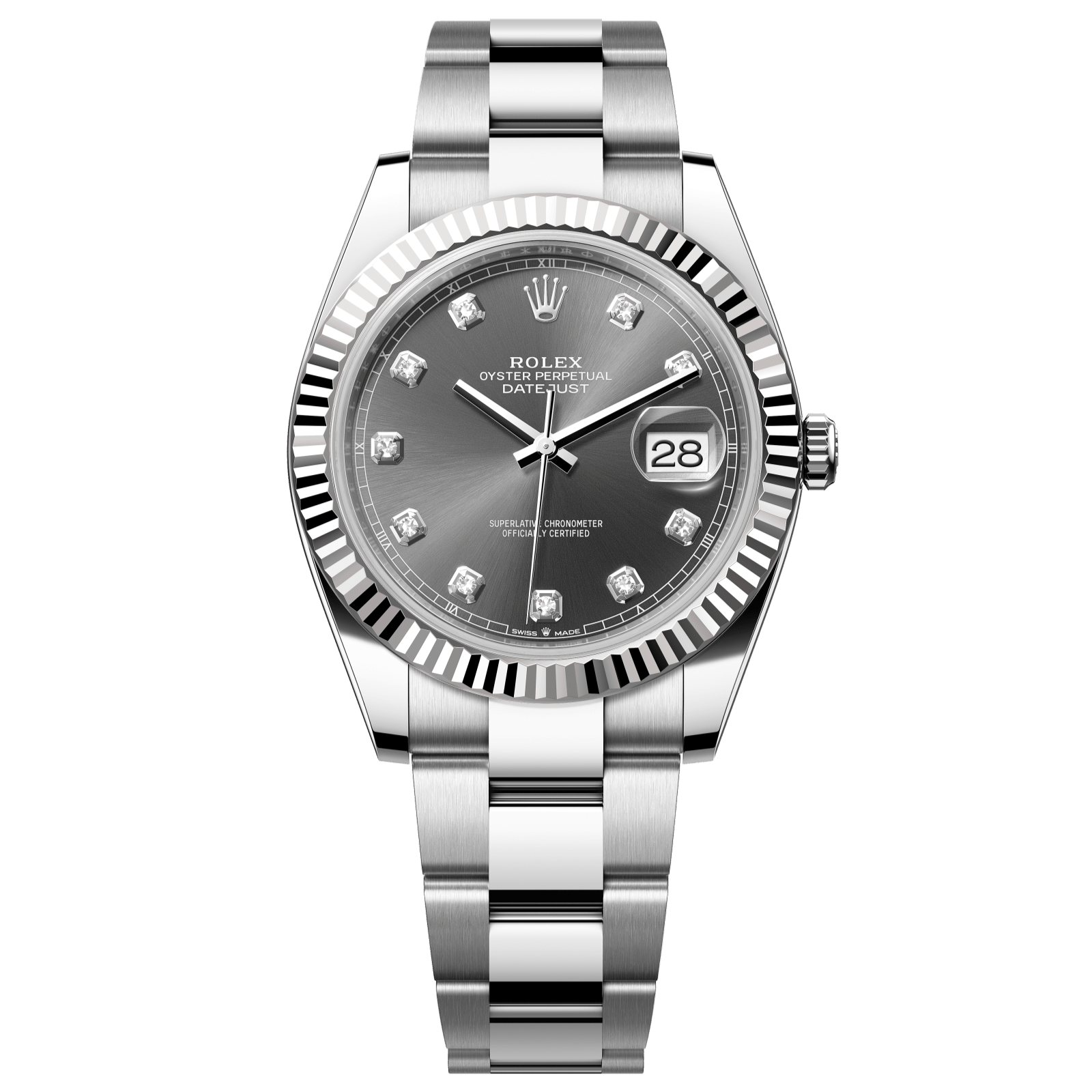 Rolex Datejust 41 41 mm Slate Dial with Diamonds Oystersteel and White Gold Oyster Bracelet 126334-0005 - WATCHXNYC