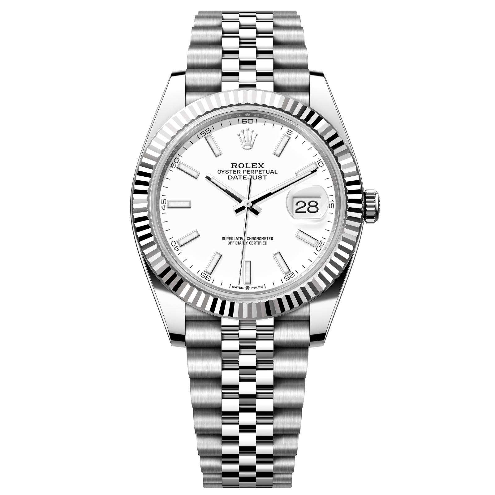 Rolex Datejust 41 41 mm White Dial Oystersteel and White Gold Jubilee Bracelet 126334-0010 - WATCHXNYC