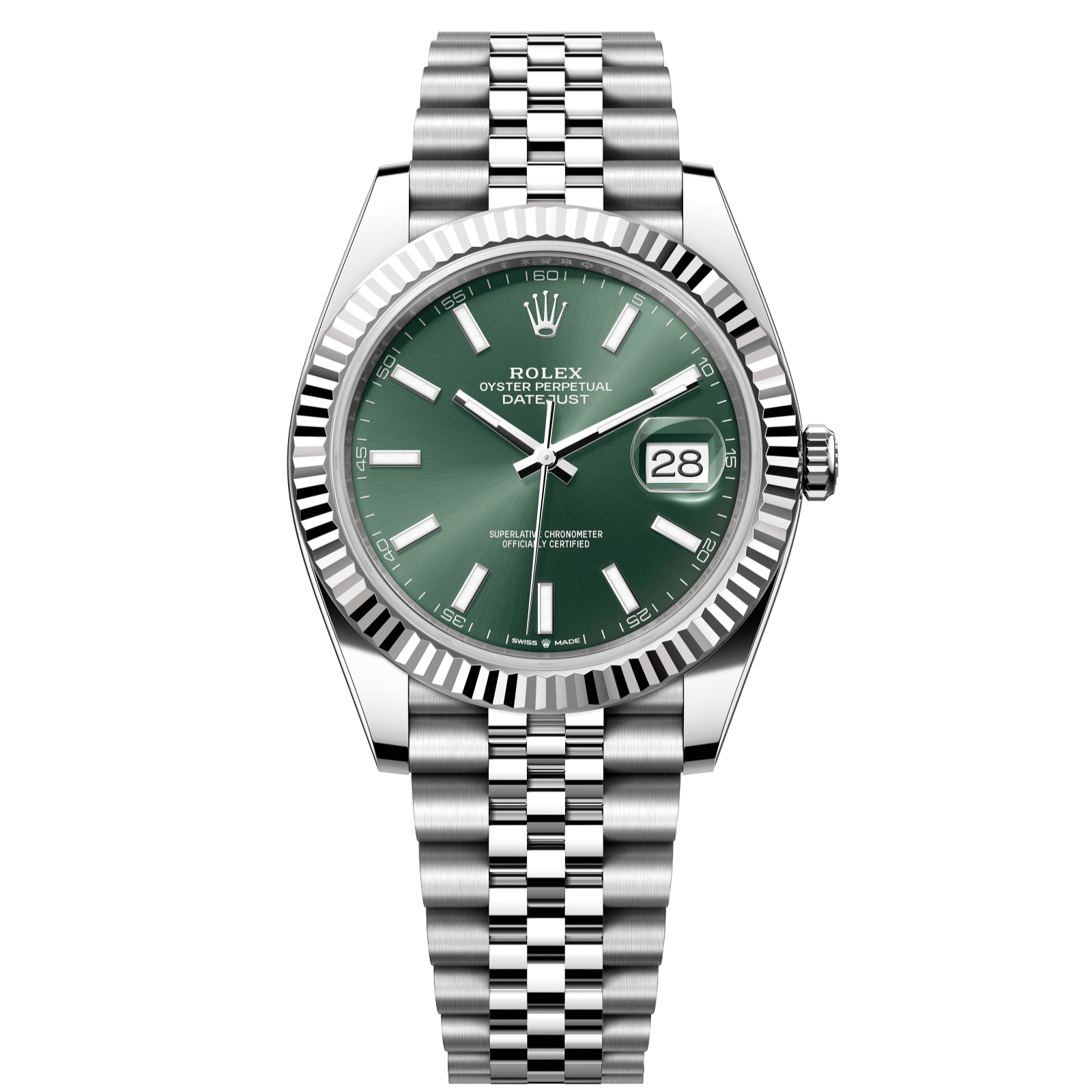 Rolex Datejust 41 mm Mint Green Dial Oystersteel and White Gold Jubilee Bracelet 126334-0028 - WATCHXNYC