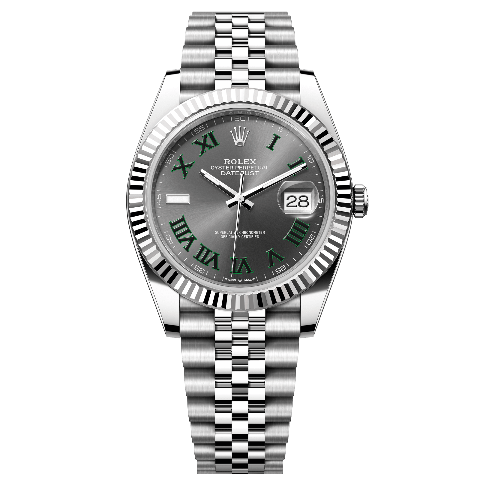 Rolex Datejust 41 mm Wimbledon Slate Dial Oystersteel and White Gold Jubilee Bracelet 126334-0022 - WATCHXNYC