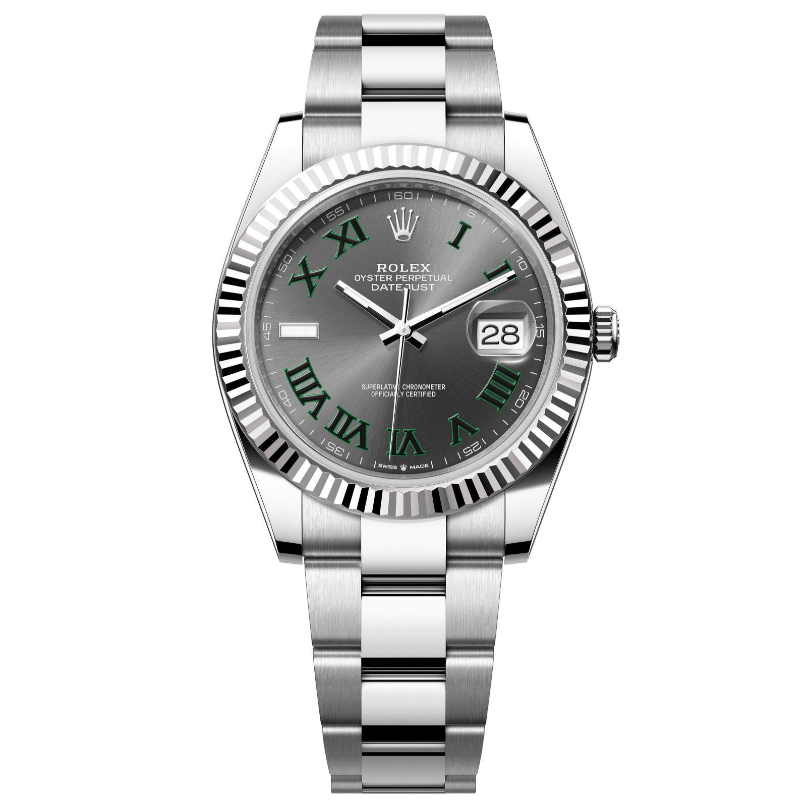 Rolex Datejust 41 mm Wimbledon Slate Dial Oystersteel and White Gold Oyster Bracelet 126334-0021 - WATCHXNYC