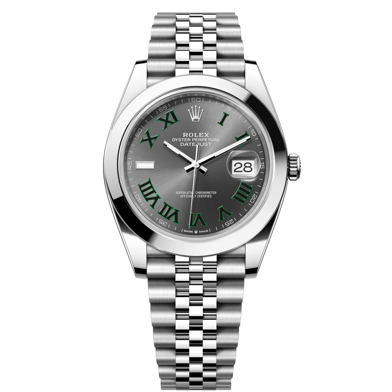 Rolex Datejust 41 mm Wimbledon Slate Dial Oystersteel Jubilee Bracelet 126300-0014 - WATCHXNYC