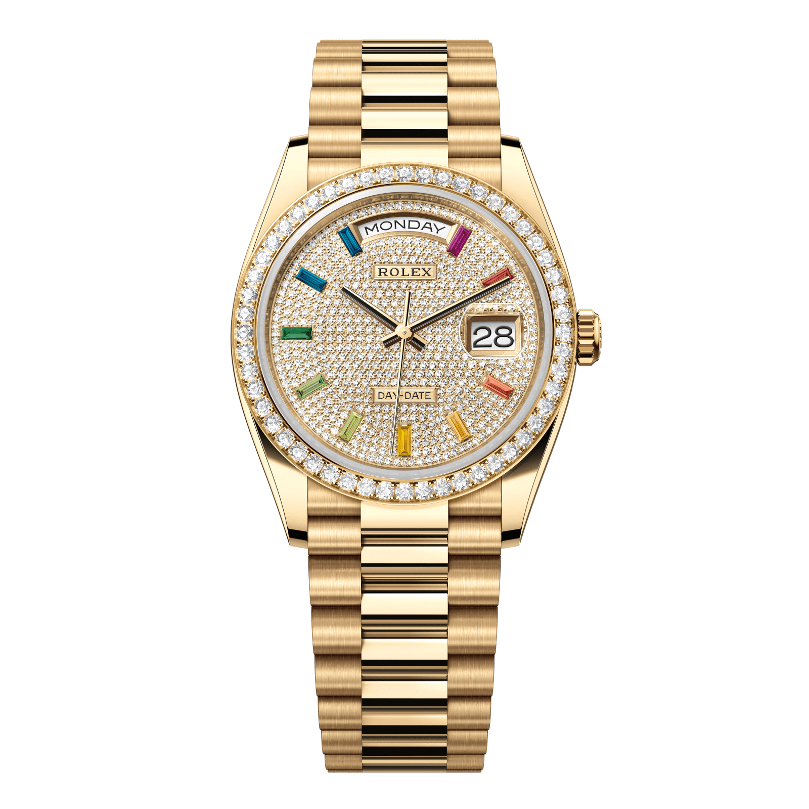 Rolex Day-Date 36 36 mm Diamond-Paved Dial 18k Yellow Gold President Bracelet 128348rbr-0030 - WATCHXNYC