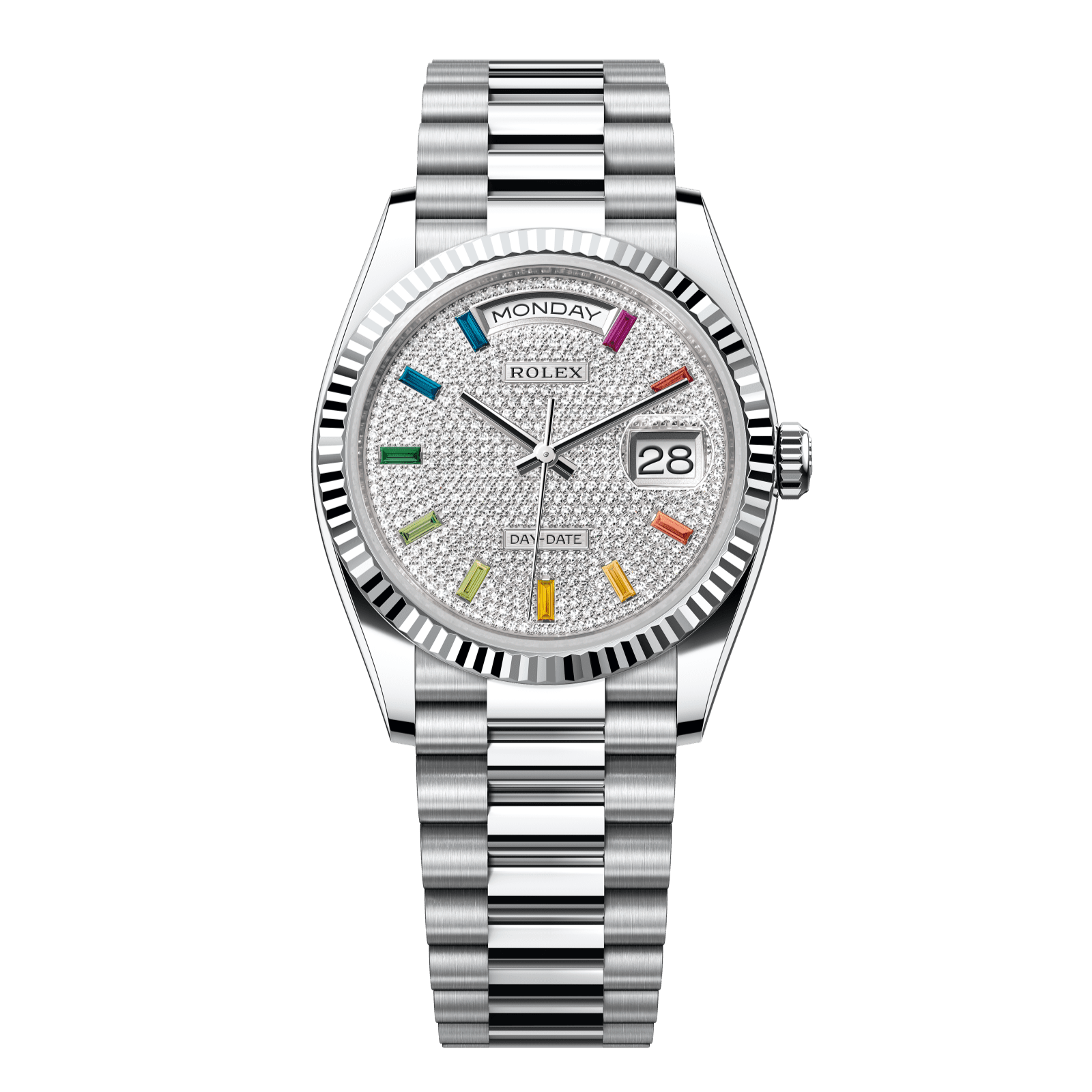 Rolex Day-Date 36 36 mm Diamond-Paved Dial Platinum President Bracelet 128236-0003 - WATCHXNYC