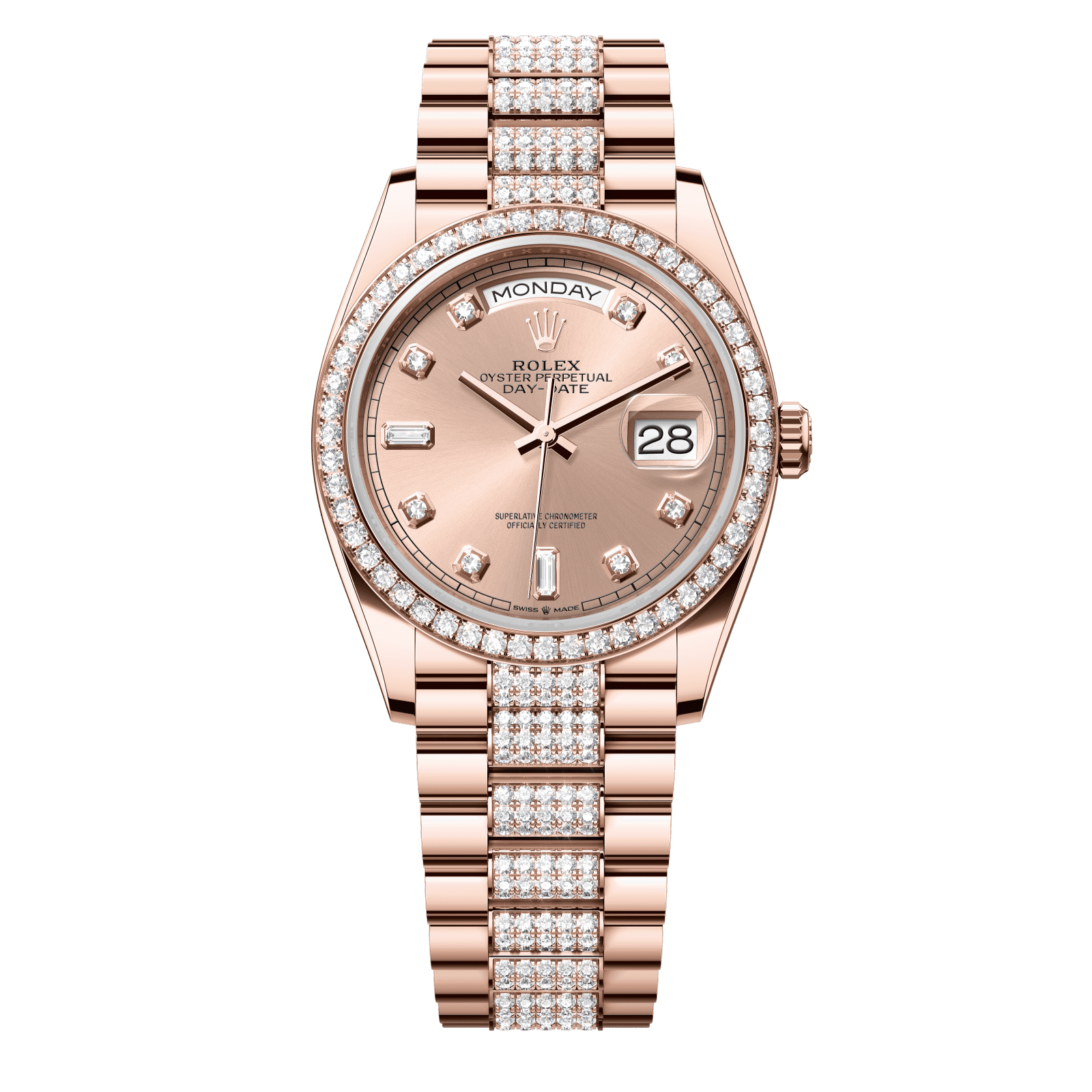 Rolex Day-Date 36 36 mm RosÈ-Colour Set With Diamonds Dial 18 kt Everose Gold President Bracelet 128345rbr-0020 - WATCHXNYC