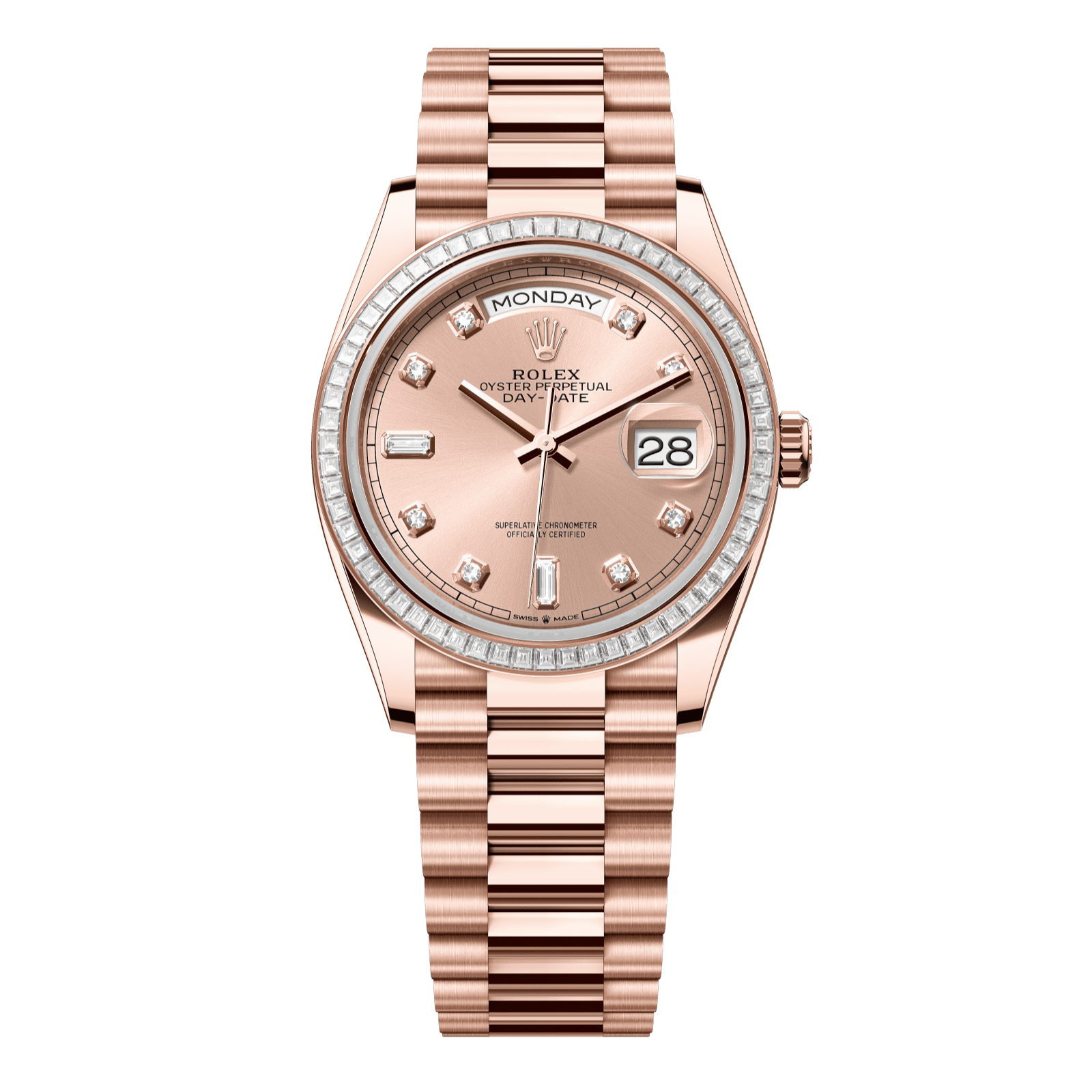 Rolex Day-Date 36 36 mm RosÈ-Colour Set With Diamonds Dial 18 kt Everose Gold President Bracelet 128395tbr-0002 - WATCHXNYC