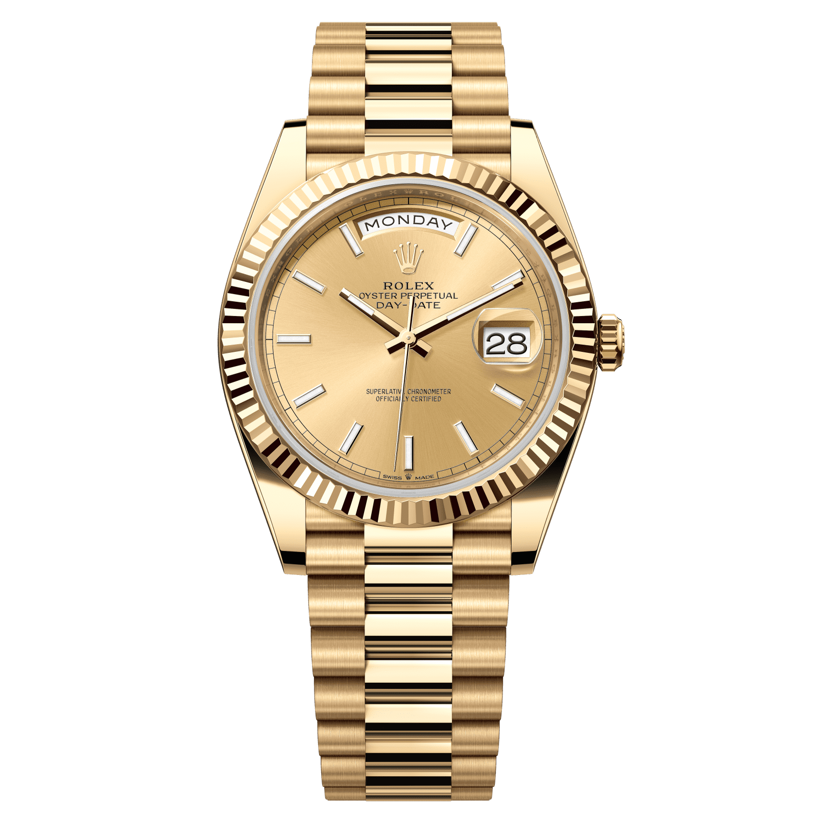 Rolex Day-Date 40 40 mm Champagne-Colour Dial 18k Yellow Gold President Bracelet 228238-0003 - WATCHXNYC