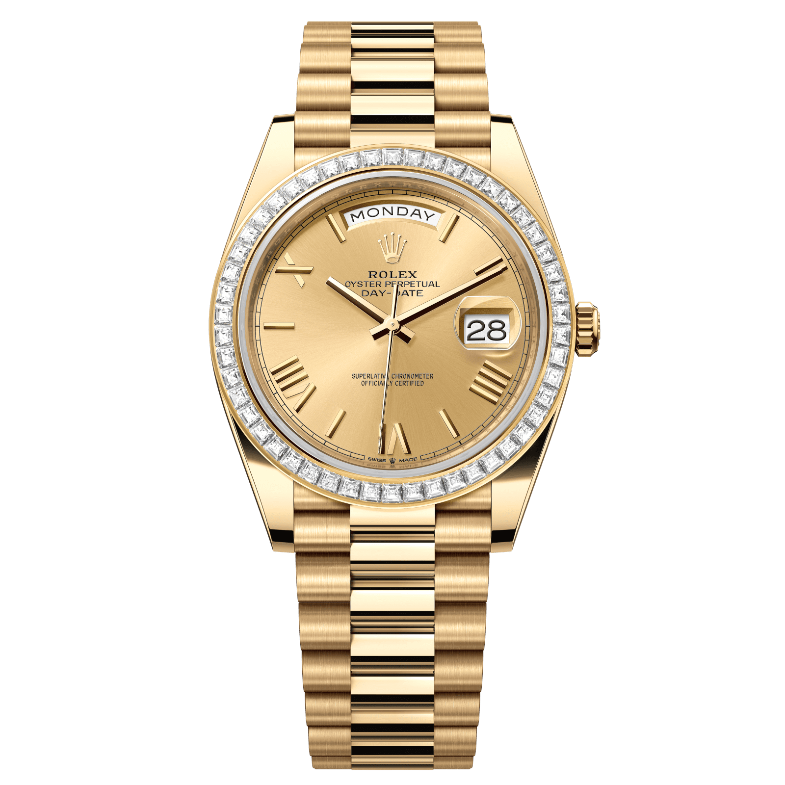 Rolex Day-Date 40 40 mm Champagne-Colour Dial with Diamonds 18k Yellow Gold President Bracelet 228398tbr-0003 - WATCHXNYC