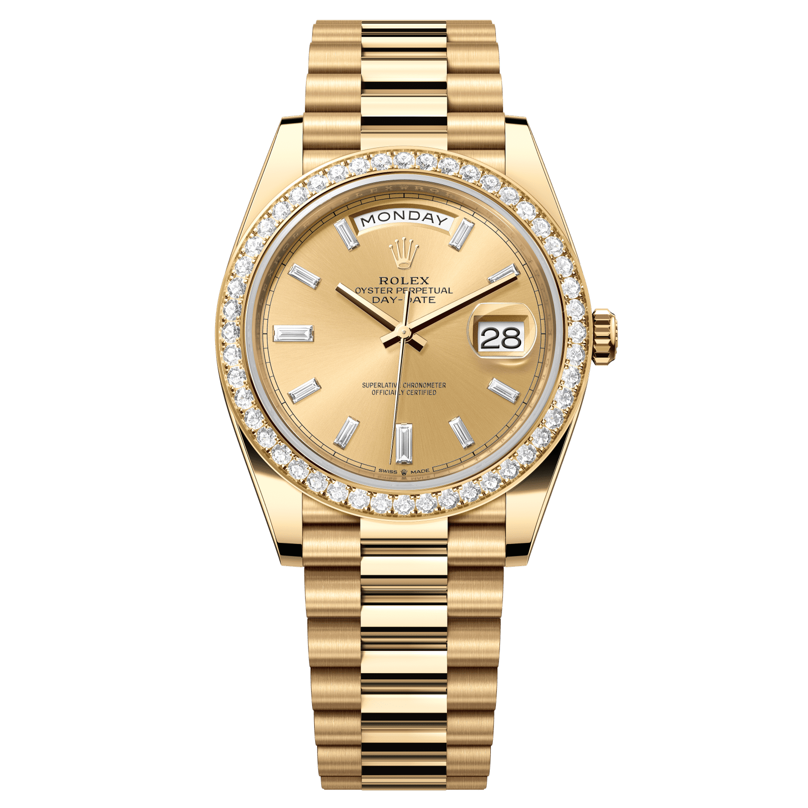 Rolex Day-Date 40 40 mm Champagne-Colour Set With Diamonds Dial 18k Yellow Gold President Bracelet 228348rbr-0002 - WATCHXNYC