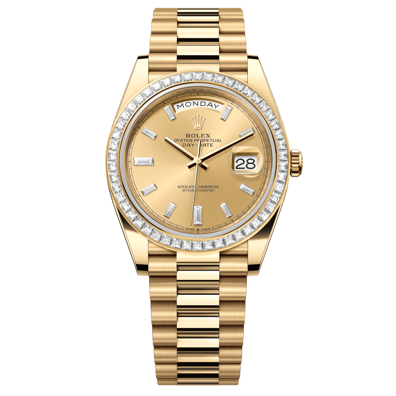 Rolex Day-Date 40 40 mm Champagne-Colour Set With Diamonds Dial 18k Yellow Gold President Bracelet 228398tbr-0002 - WATCHXNYC