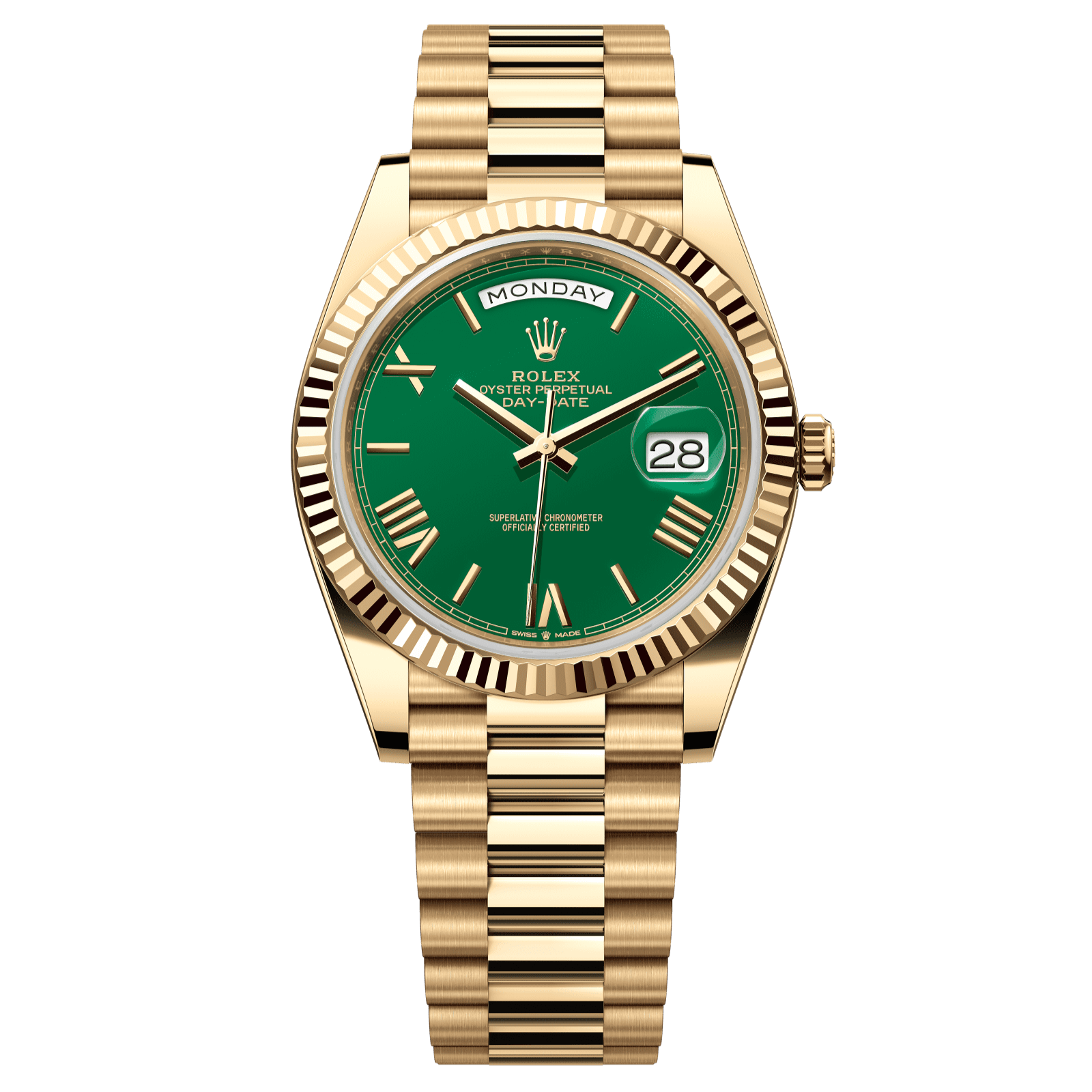 Rolex Day-Date 40 40 mm Green Dial 18k Yellow Gold President Bracelet 228238-0061 - WATCHXNYC