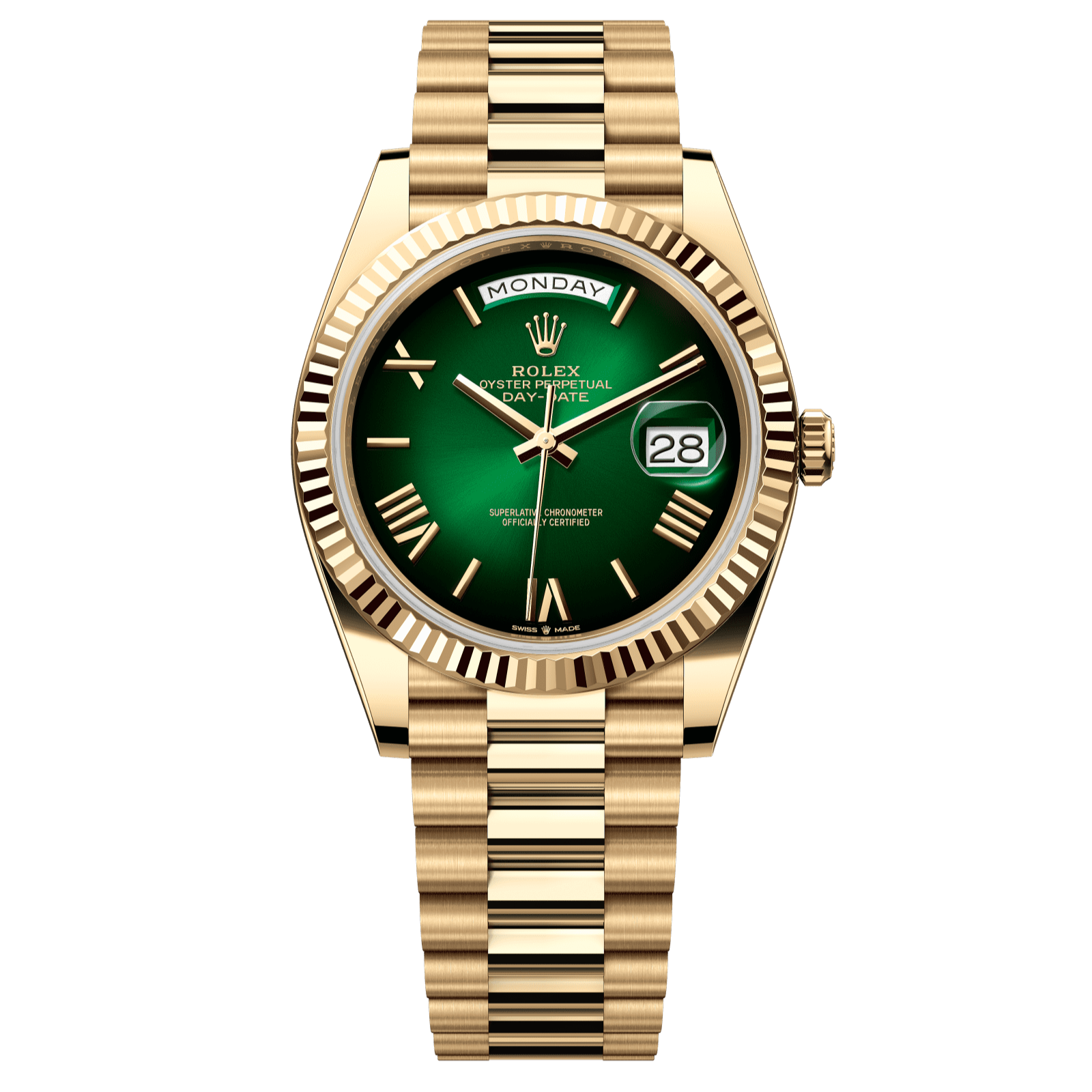 Rolex Day-Date 40 40 mm Green OmbrÈ Dial 18k Yellow Gold President Bracelet 228238-0069 - WATCHXNYC