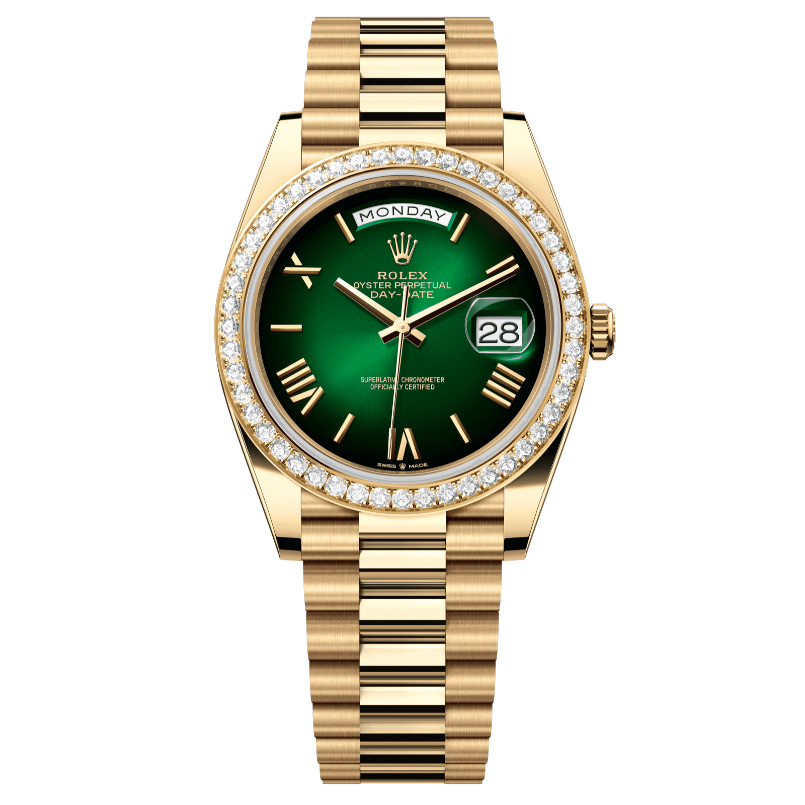 Rolex Day-Date 40 40 mm Green OmbrÈ Dial with Diamonds 18k Yellow Gold President Bracelet 228348rbr-0045 - WATCHXNYC