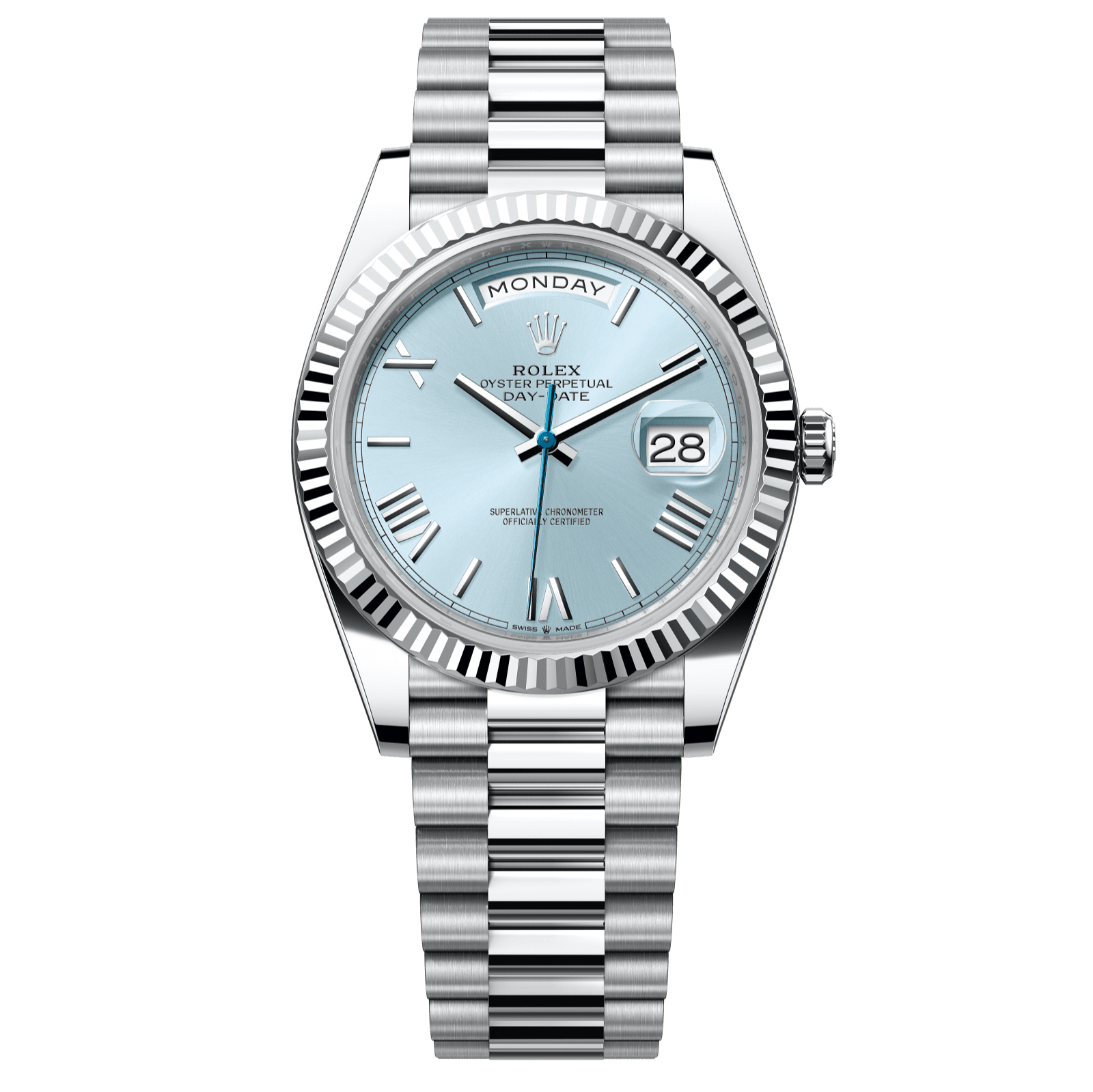 Rolex Day-Date 40 40 mm Ice-Blue  Dial Platinum President Bracelet 228236-0012 - WATCHXNYC