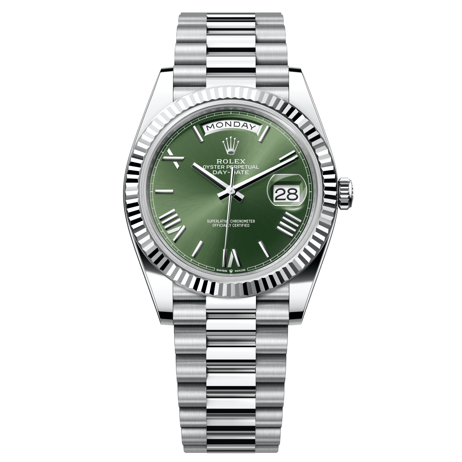 Rolex Day-Date 40 40 mm Olive Green Dial Platinum President Bracelet 228236-0008 - WATCHXNYC