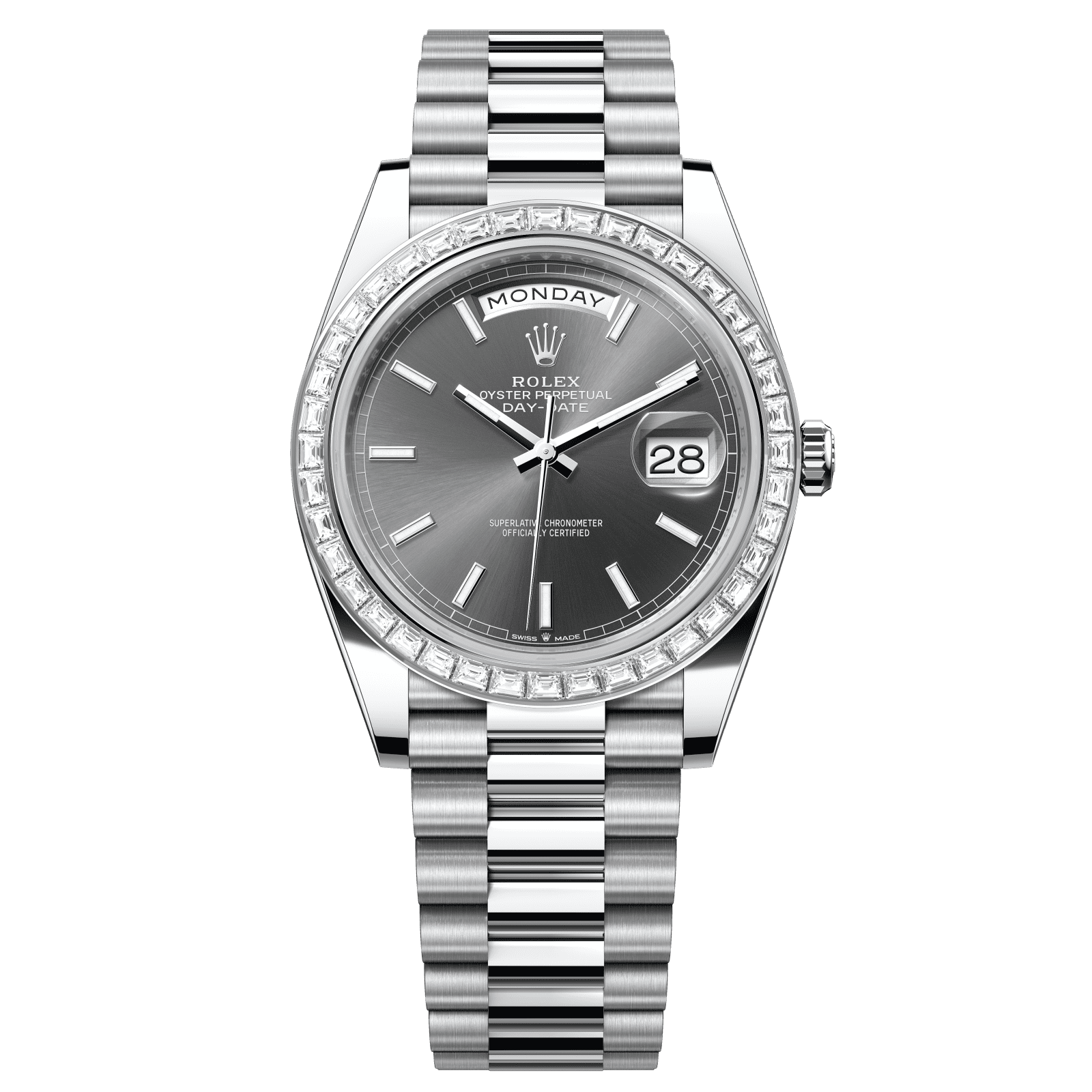 Rolex Day-Date 40 40 mm Slate Dial with Diamonds Platinum President Bracelet 228396tbr-0031 - WATCHXNYC