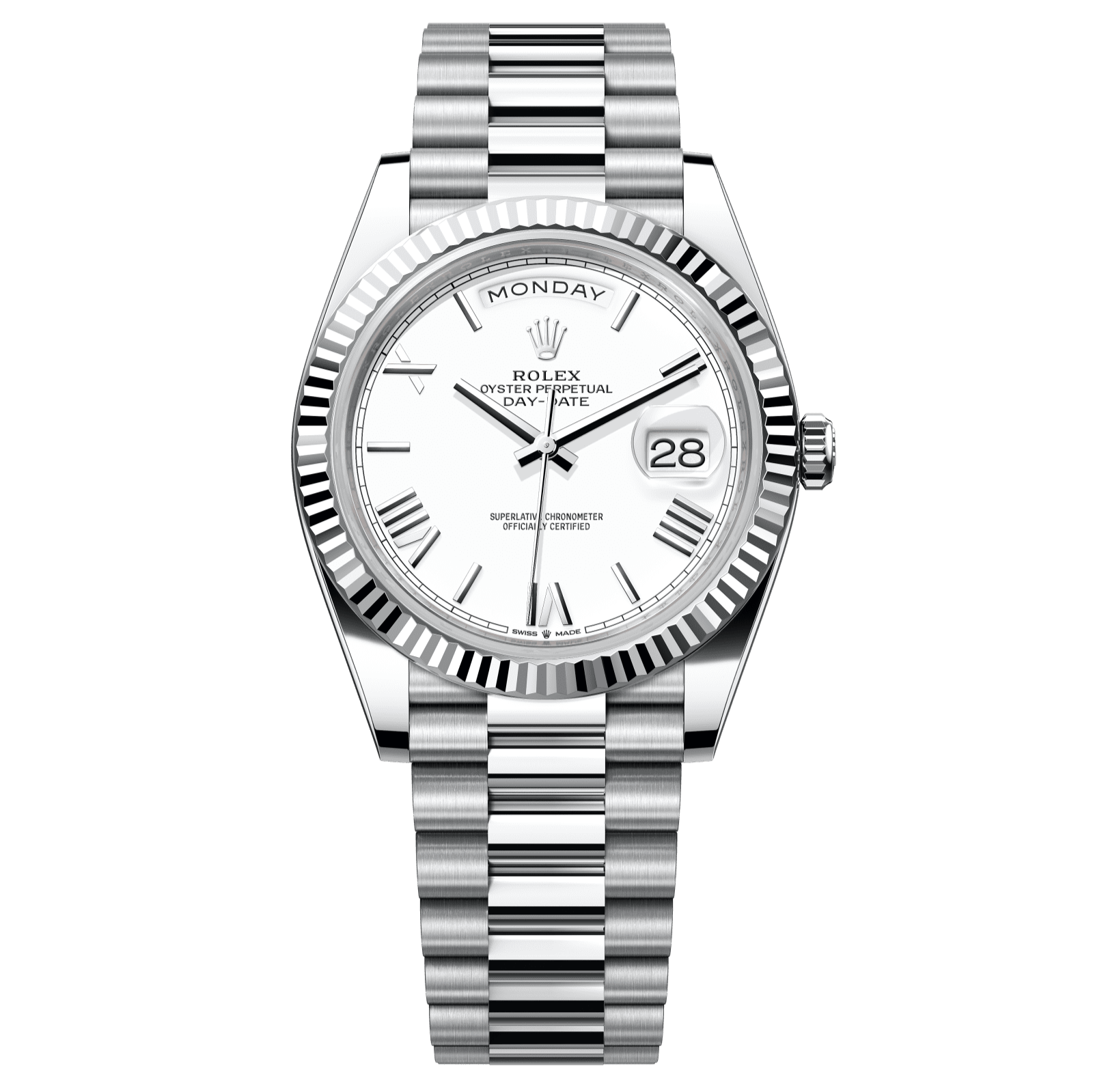 Rolex Day-Date 40 40 mm White  Dial Platinum President Bracelet 228236-0010 - WATCHXNYC