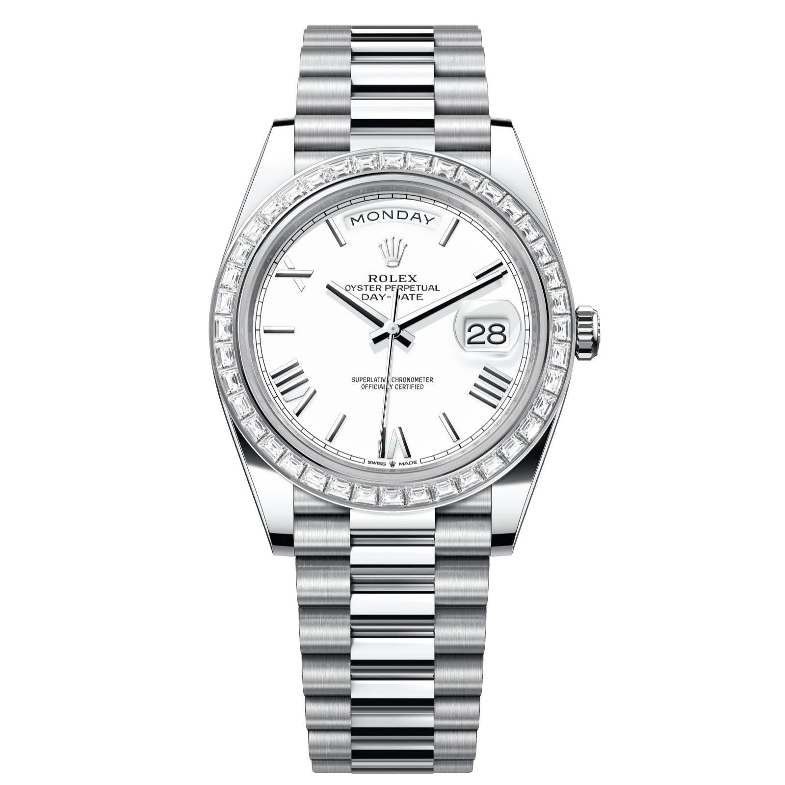 Rolex Day-Date 40 40 mm White Dial with Diamonds Platinum President Bracelet 228396tbr-0018 - WATCHXNYC
