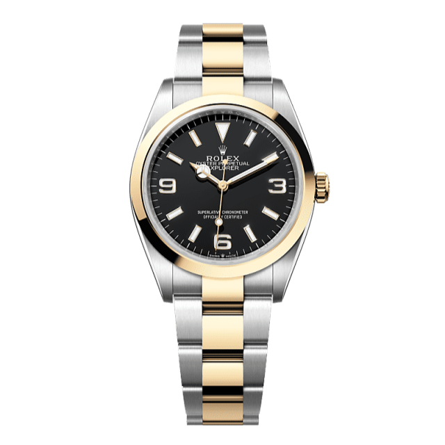 Rolex Explorer 36 36 mm Black Dial Oystersteel And Yellow Gold Oyster Bracelet 124273-0001 - WATCHXNYC