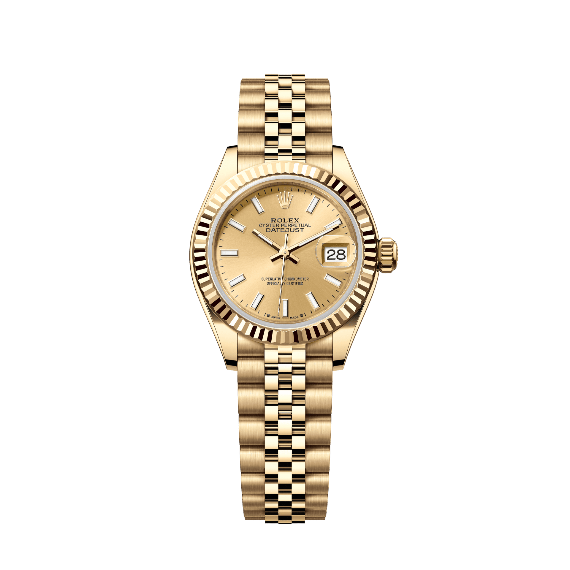 Rolex Lady-Datejust 28 mm Champagne Dial 18k Yellow Gold Jubilee Bracelet. 279178-0003 - WATCHXNYC