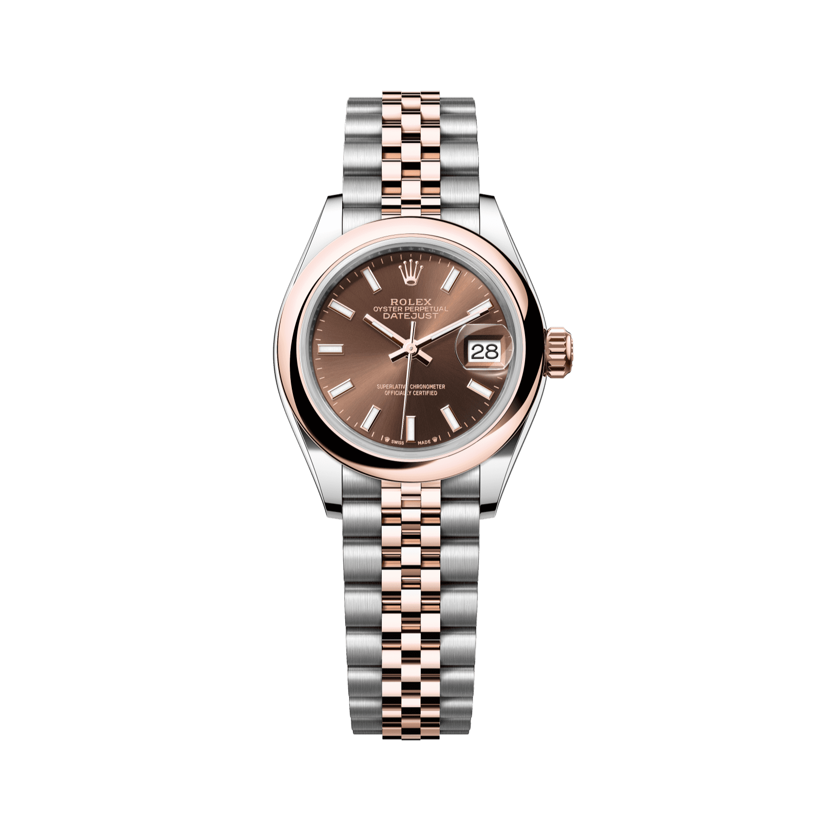 Rolex Lady-Datejust 28 mm Chocolate  Dial Oystersteel and Everose Gold Jubilee Bracelet 279161-0017 - WATCHXNYC