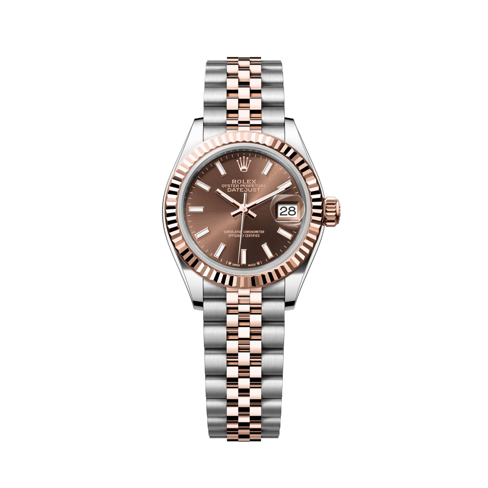 Rolex Lady-Datejust 28 mm Chocolate  Dial Oystersteel and Everose Gold Jubilee Bracelet 279171-0017 - WATCHXNYC