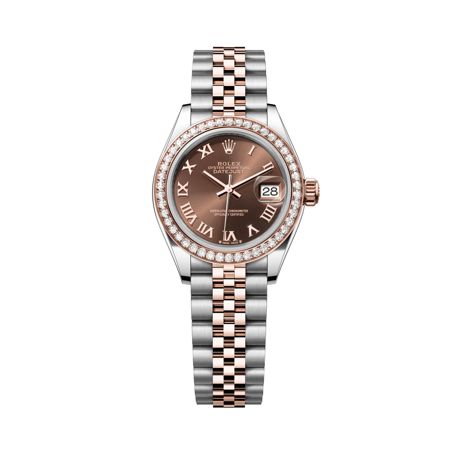Rolex Lady-Datejust 28 mm Chocolate Dial with Diamonds  Oystersteel and Everose Gold Jubilee Bracelet 279381rbr-0009 - WATCHXNYC