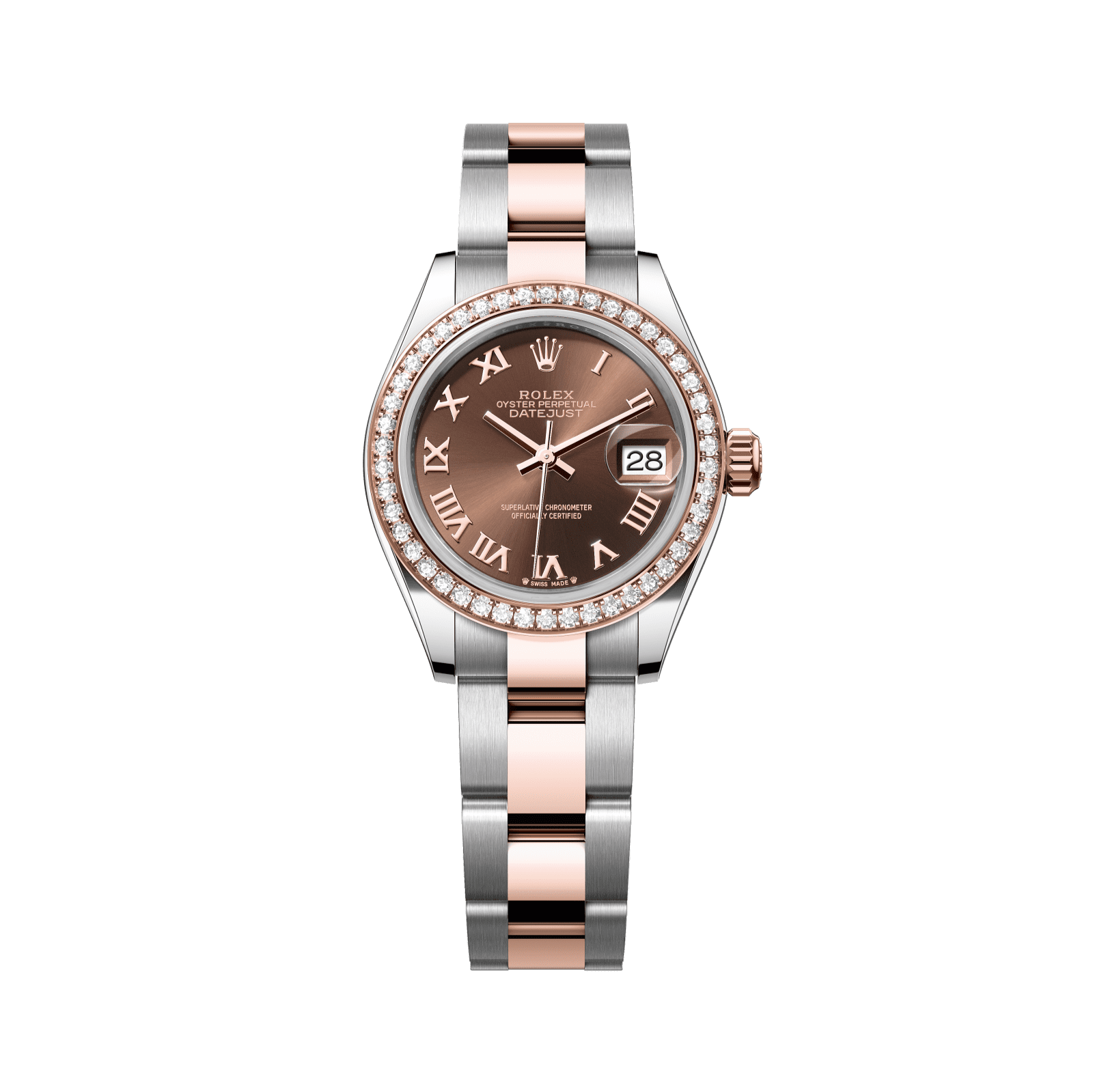 Rolex Lady-Datejust 28 mm Chocolate  Dial with Diamonds  Oystersteel and Everose Gold Oyster Bracelet 279381rbr-0010 - WATCHXNYC