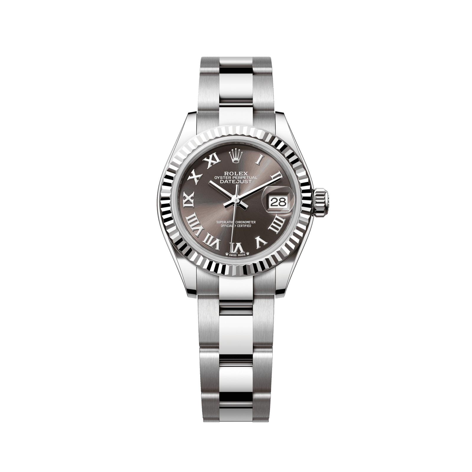 Rolex Lady-Datejust 28 mm Dark Grey Dial Oystersteel and White Gold Oyster Bracelet 279174-0014 - WATCHXNYC