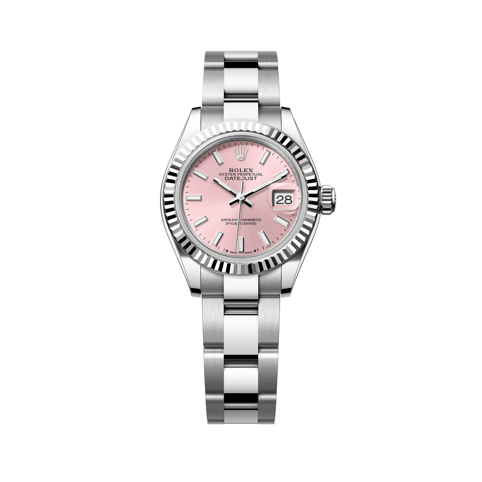 Rolex Lady-Datejust 28 mm Pink  Dial Oystersteel and White Gold Oyster Bracelet 279174-0002 - WATCHXNYC