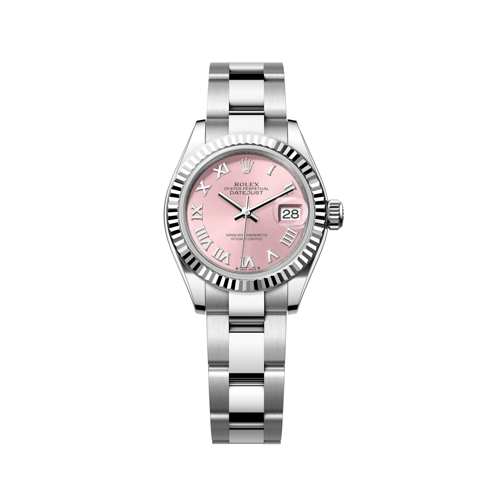 Rolex Lady-Datejust 28 mm Pink  Dial Oystersteel and White Gold Oyster Bracelet 279174-0018 - WATCHXNYC