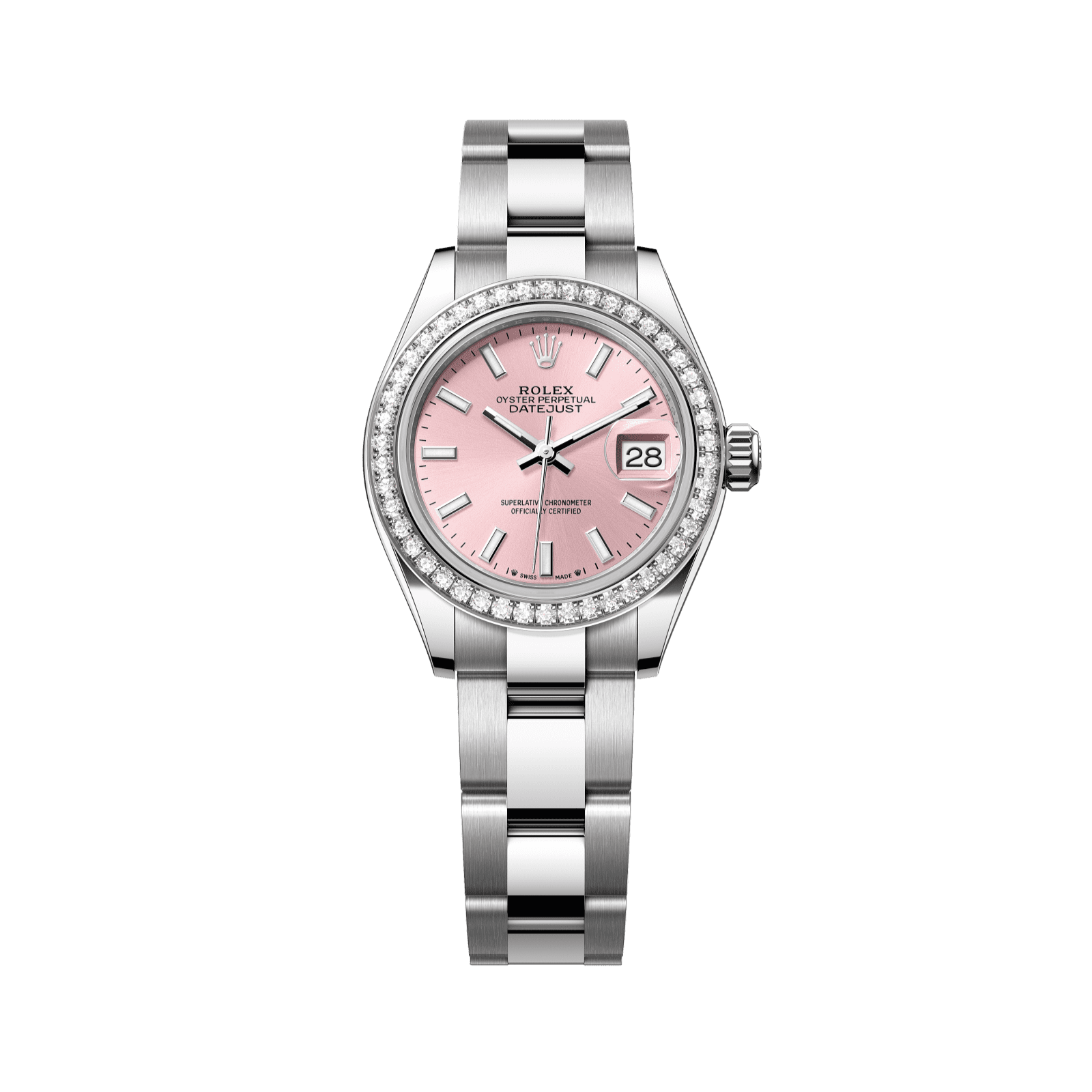 Rolex Lady-Datejust 28 mm Pink  Dial with Diamonds Oystersteel and White Gold Oyster Bracelet 279384rbr-0002 - WATCHXNYC