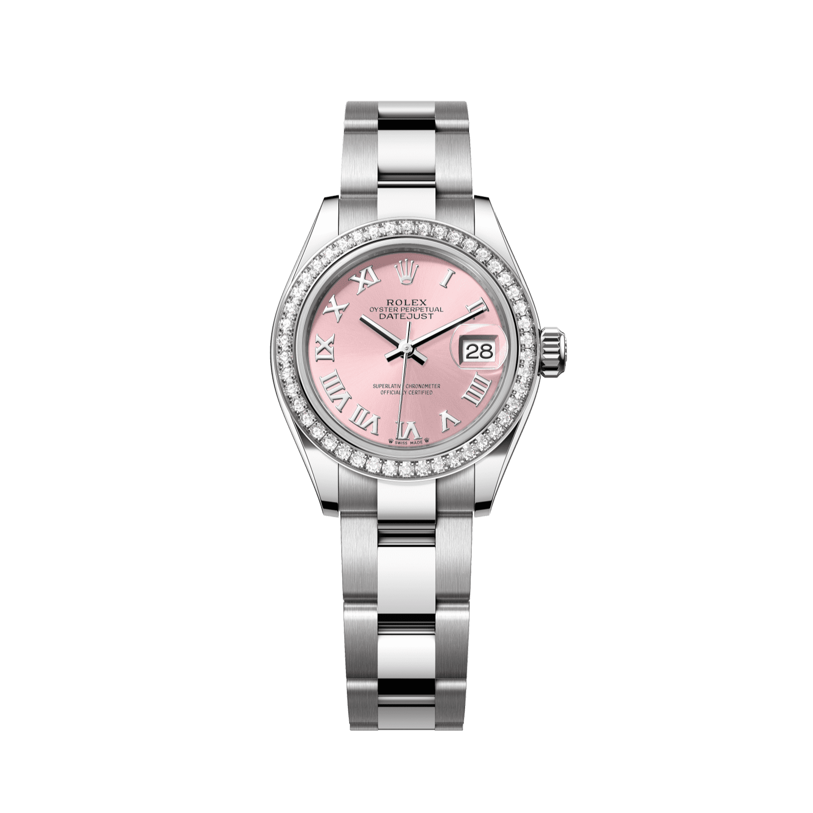 Rolex Lady-Datejust 28 mm Pink  Dial with Diamonds Oystersteel and White Gold Oyster Bracelet 279384rbr-0006 - WATCHXNYC