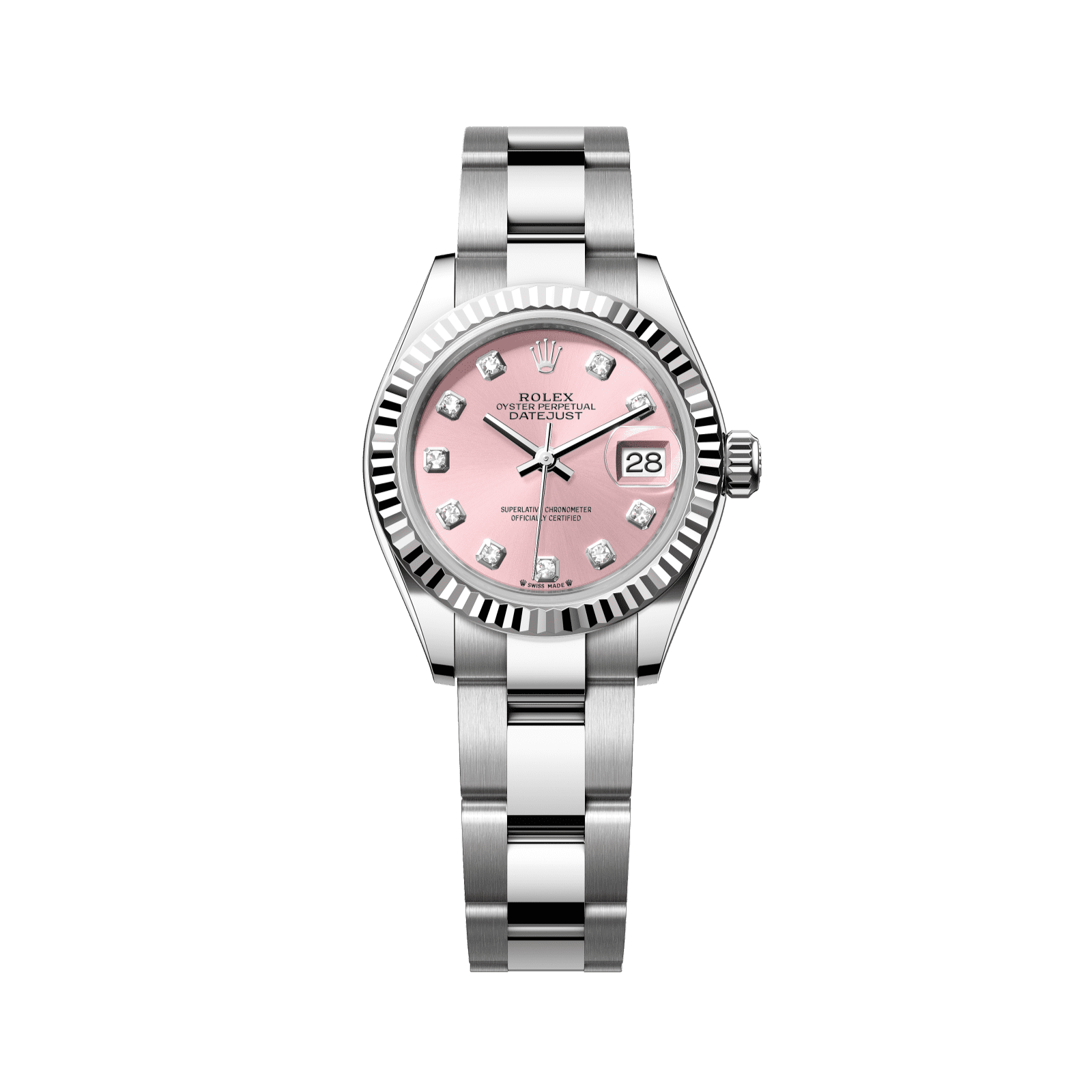 Rolex Lady-Datejust 28 mm Pink Set With Diamonds Dial Oystersteel and White Gold Oyster Bracelet 279174-0004 - WATCHXNYC