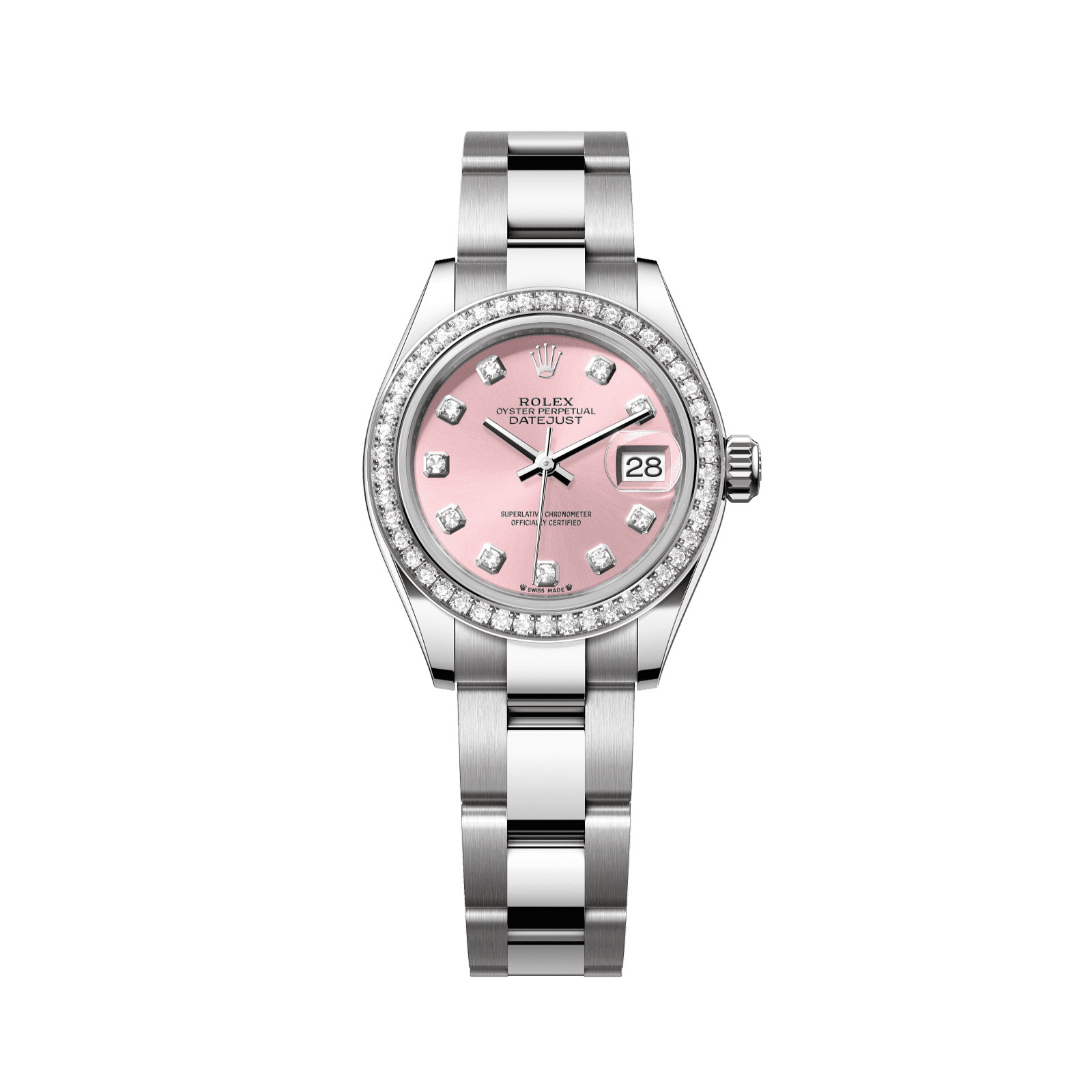 Rolex Lady-Datejust 28 mm Pink Set With Diamonds Dial Oystersteel and White Gold Oyster Bracelet 279384rbr-0004 - WATCHXNYC