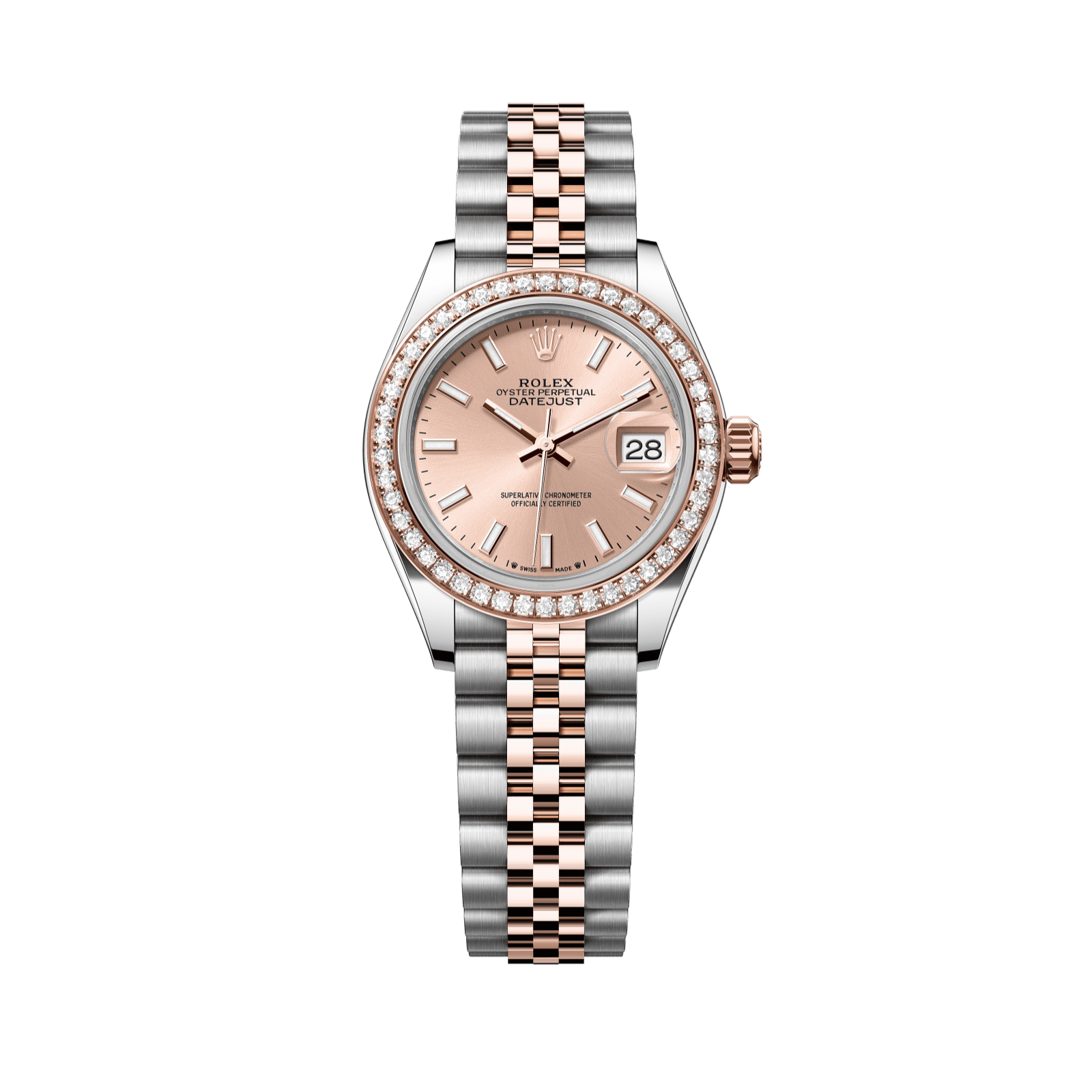 Rolex Lady-Datejust 28 mm RosÈ-Colour Dial  with Diamonds Oystersteel and Everose Gold Jubilee Bracelet 279381rbr-0023 - WATCHXNYC