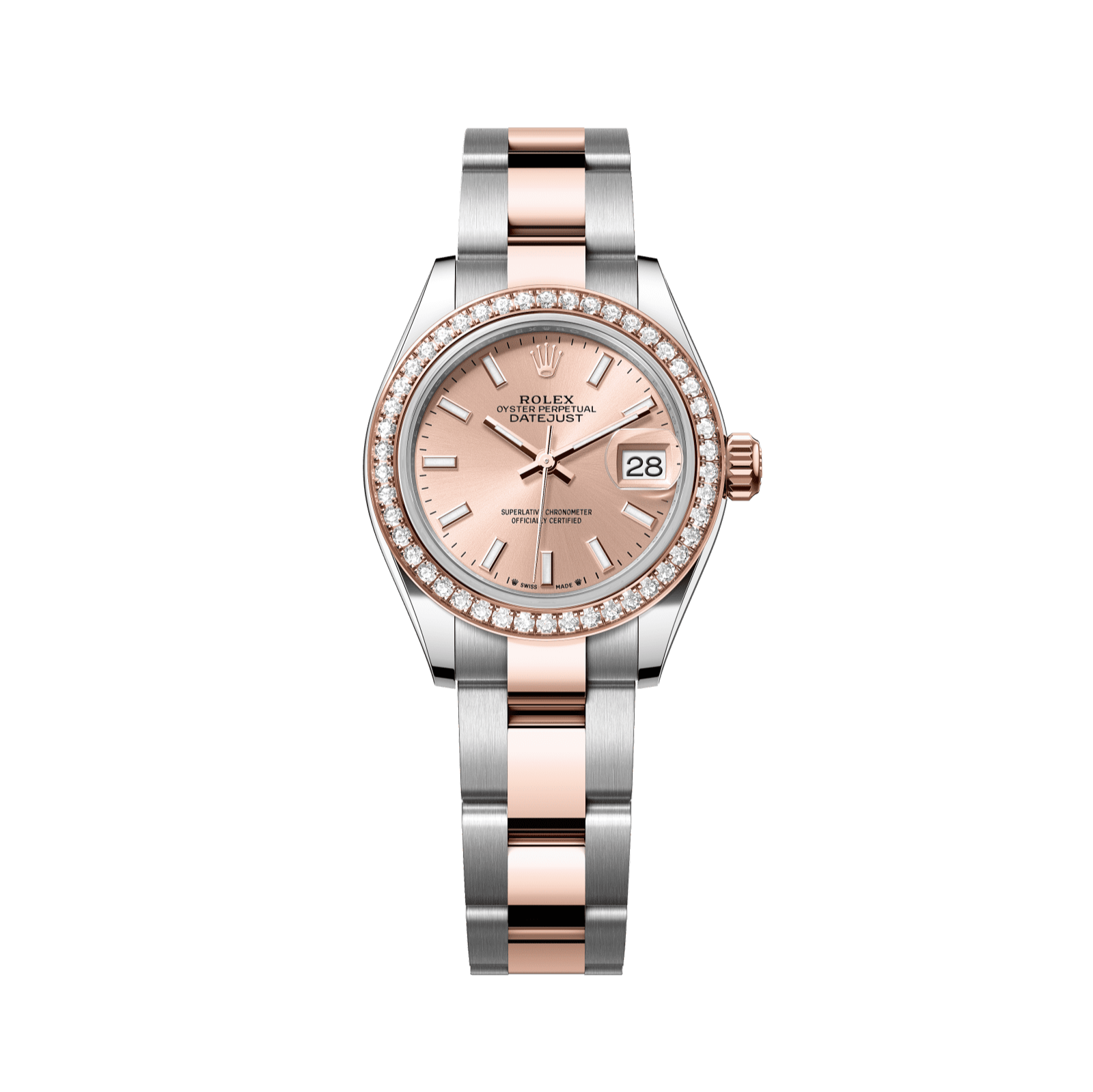 Rolex Lady-Datejust 28 mm RosÈ-Colour Dial  with Diamonds Oystersteel and Everose Gold Oyster Bracelet 279381rbr-0024 - WATCHXNYC