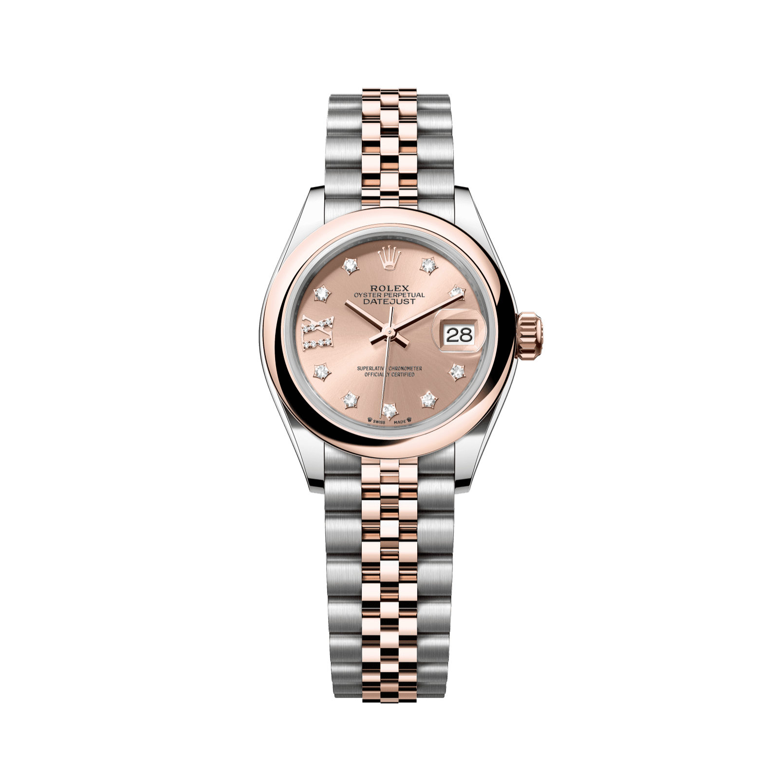 Rolex Lady-Datejust 28 mm RosÈ-Colour Set With Diamonds Dial Oystersteel and Everose Gold Jubilee Bracelet 279161-0027 - WATCHXNYC