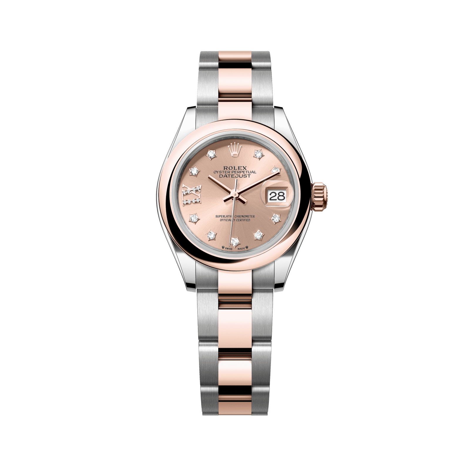 Rolex Lady-Datejust 28 mm RosÈ-Colour Set With Diamonds Dial Oystersteel and Everose Gold Oyster Bracelet 279171-0028 - WATCHXNYC