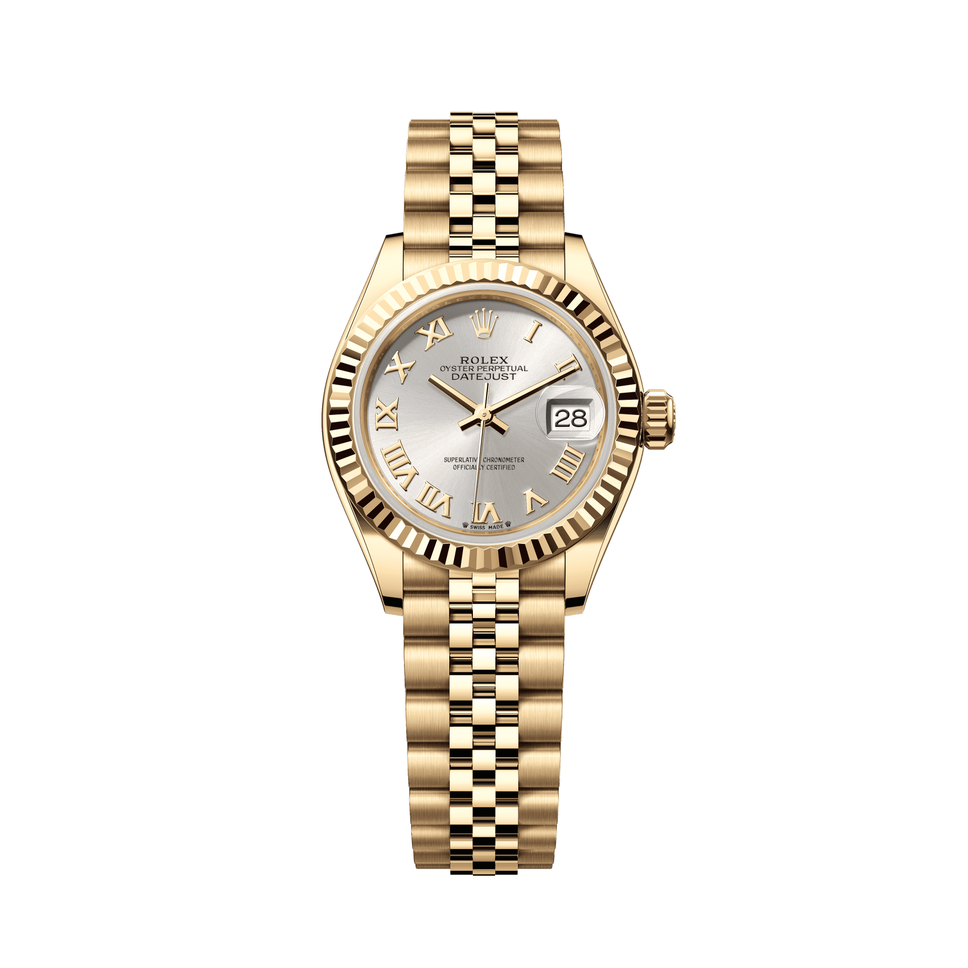 Rolex Lady-Datejust 28 mm Silver Dial 18k Yellow Gold Jubilee Bracelet. 279178-0021 - WATCHXNYC