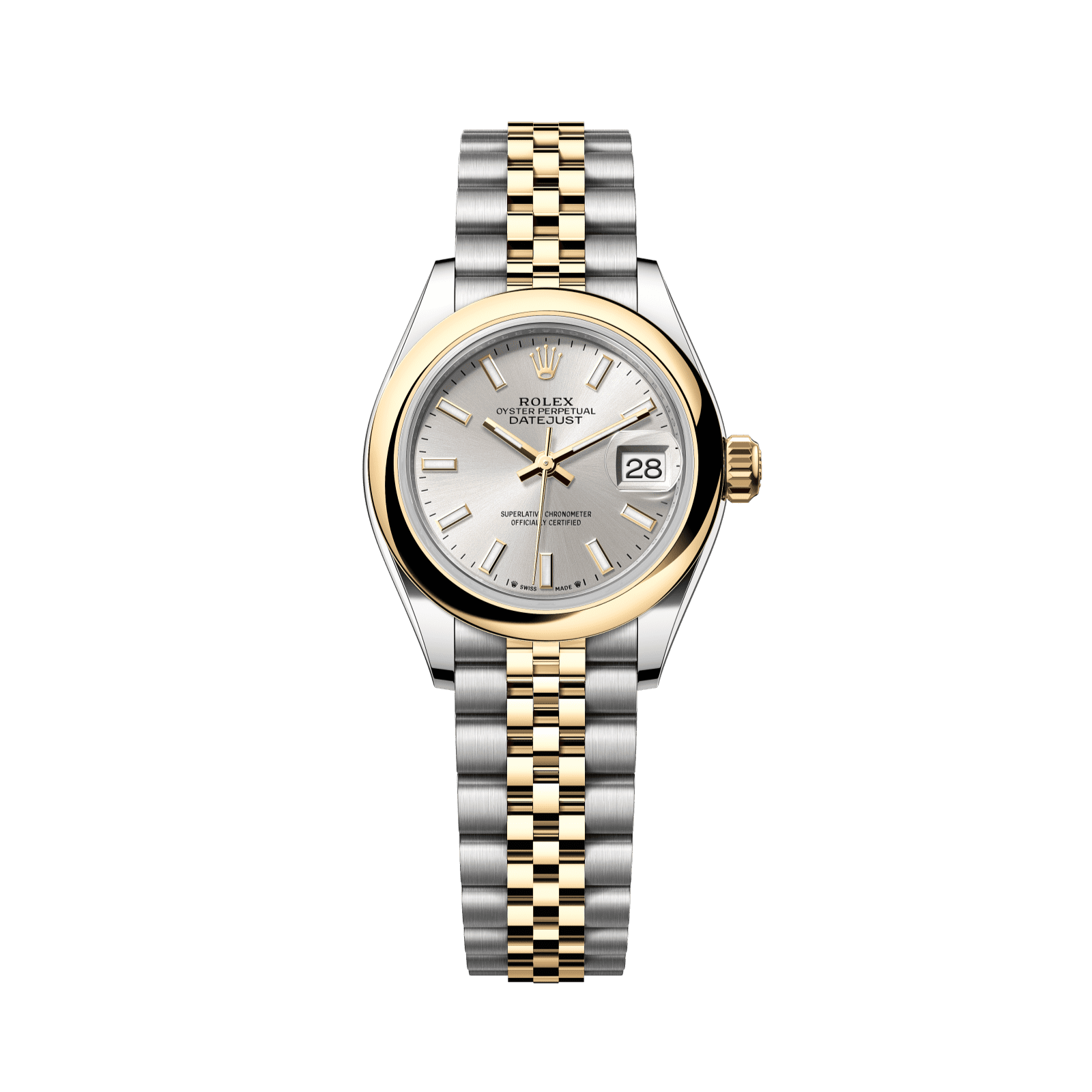 Rolex Lady-Datejust 28 mm Silver Dial Oystersteel and 18k Yellow Gold Jubilee Bracelet 279163-0019 - WATCHXNYC