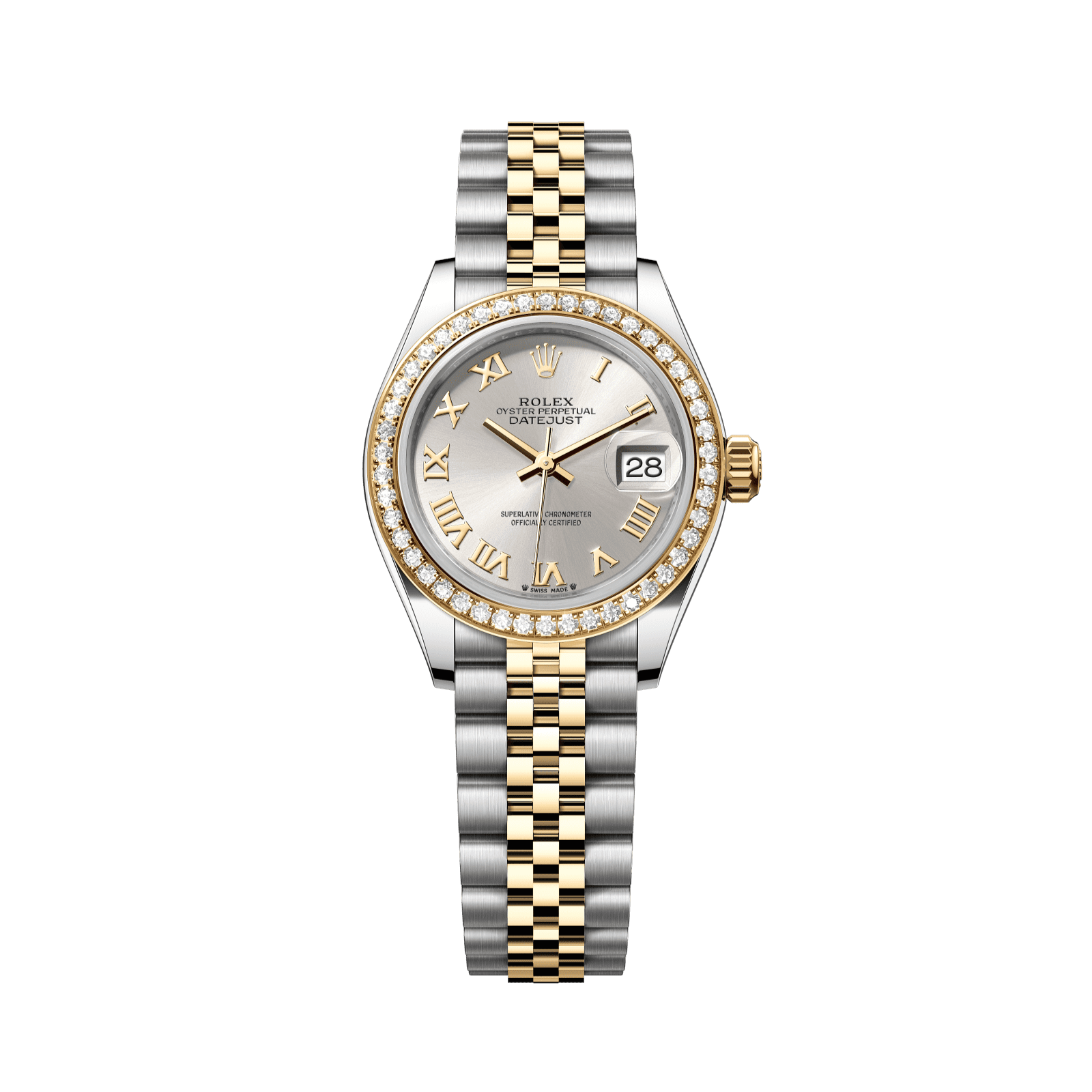 Rolex Lady-Datejust 28 mm Silver Dial with Diamonds  Oystersteel and 18k Yellow Gold Jubilee Bracelet 279383rbr-0005 - WATCHXNYC