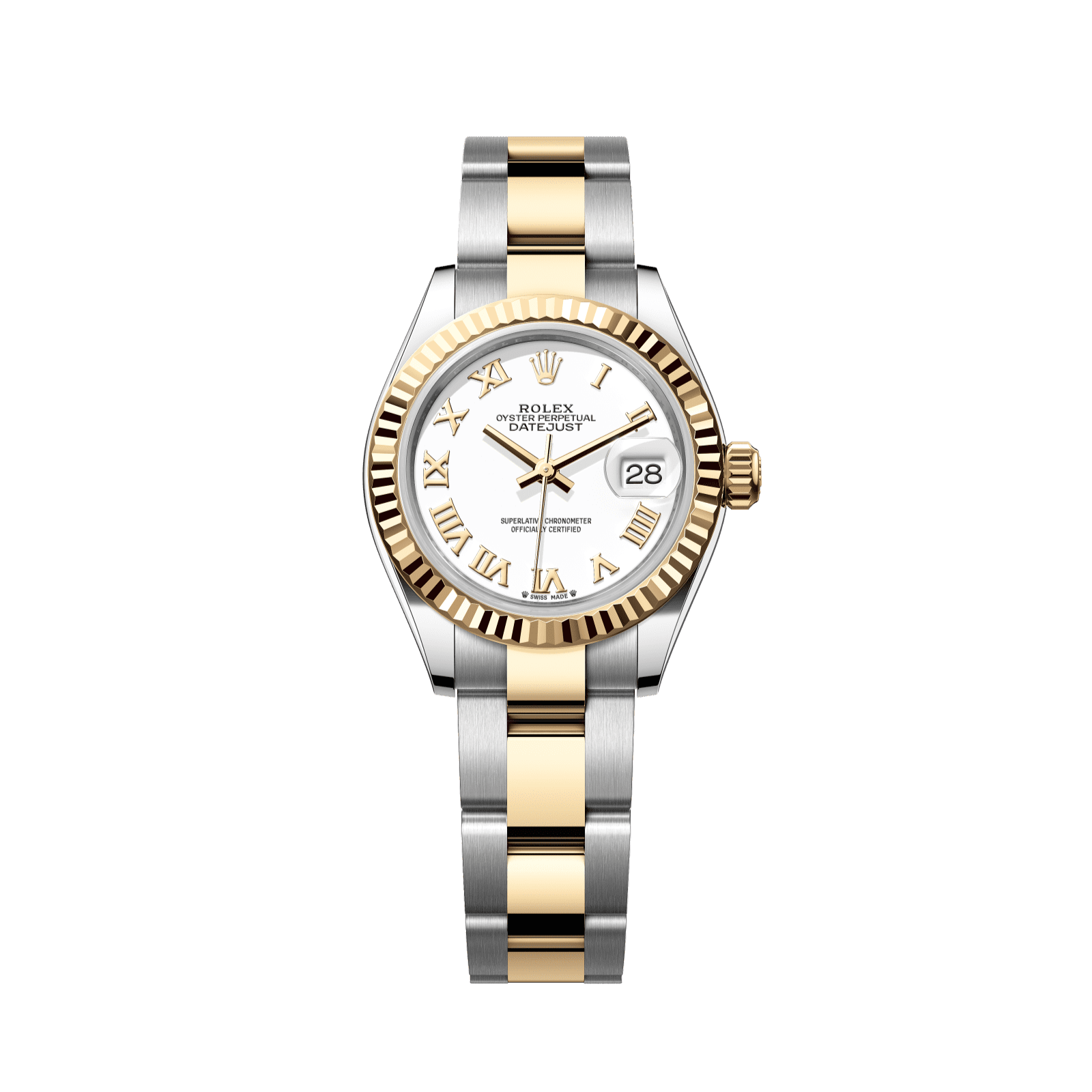 Rolex Lady-Datejust 28 mm White Dial 18 kt Yellow Gold Oyster Bracelet 279173-0024 - WATCHXNYC