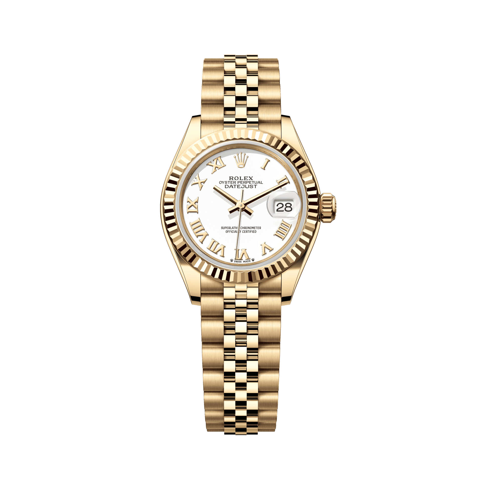 Rolex Lady-Datejust 28 mm White Dial 18k Yellow Gold Jubilee Bracelet. 279178-0030 - WATCHXNYC
