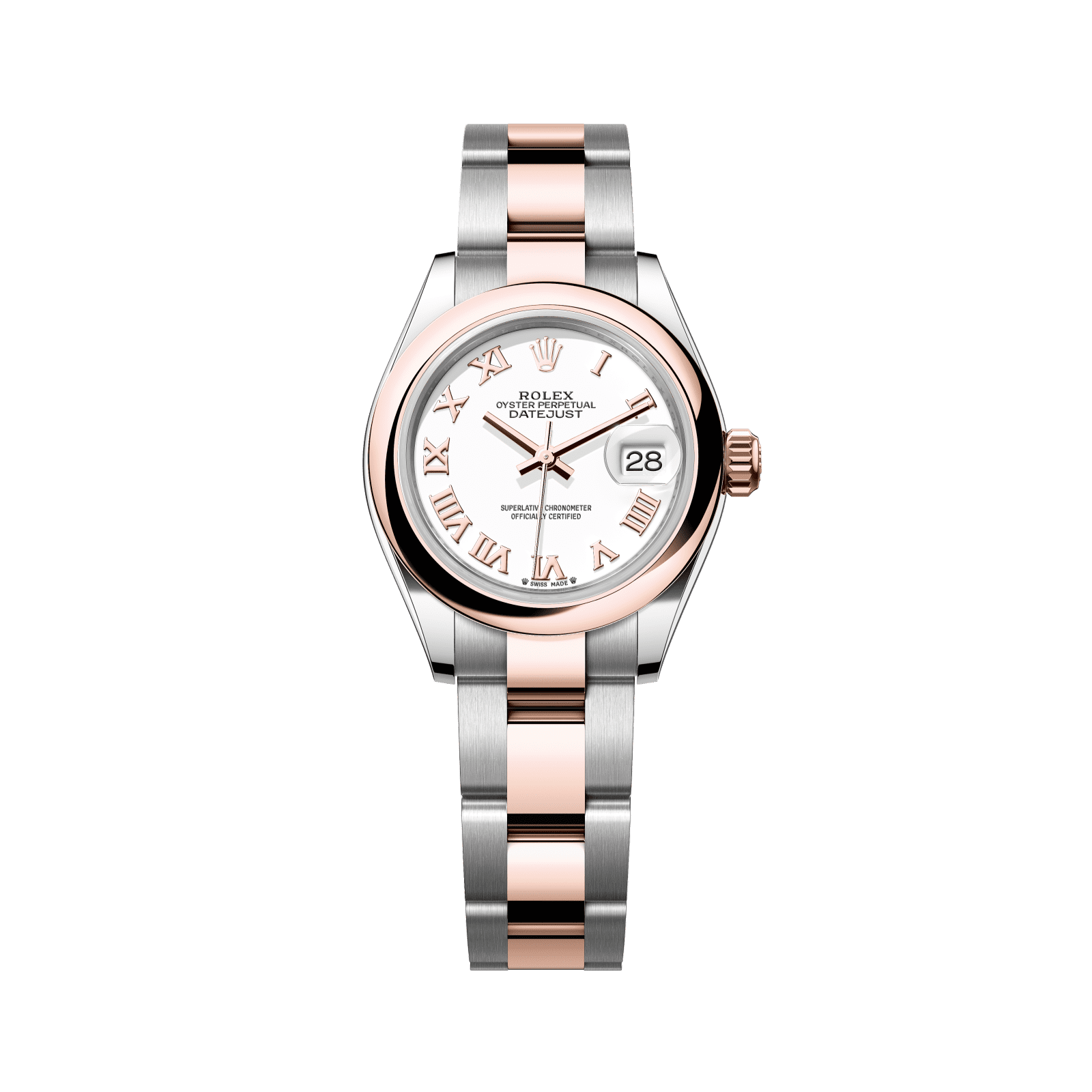 Rolex Lady-Datejust 28 mm White Dial Oystersteel and Everose Gold Oyster Bracelet 279161-0022 - WATCHXNYC