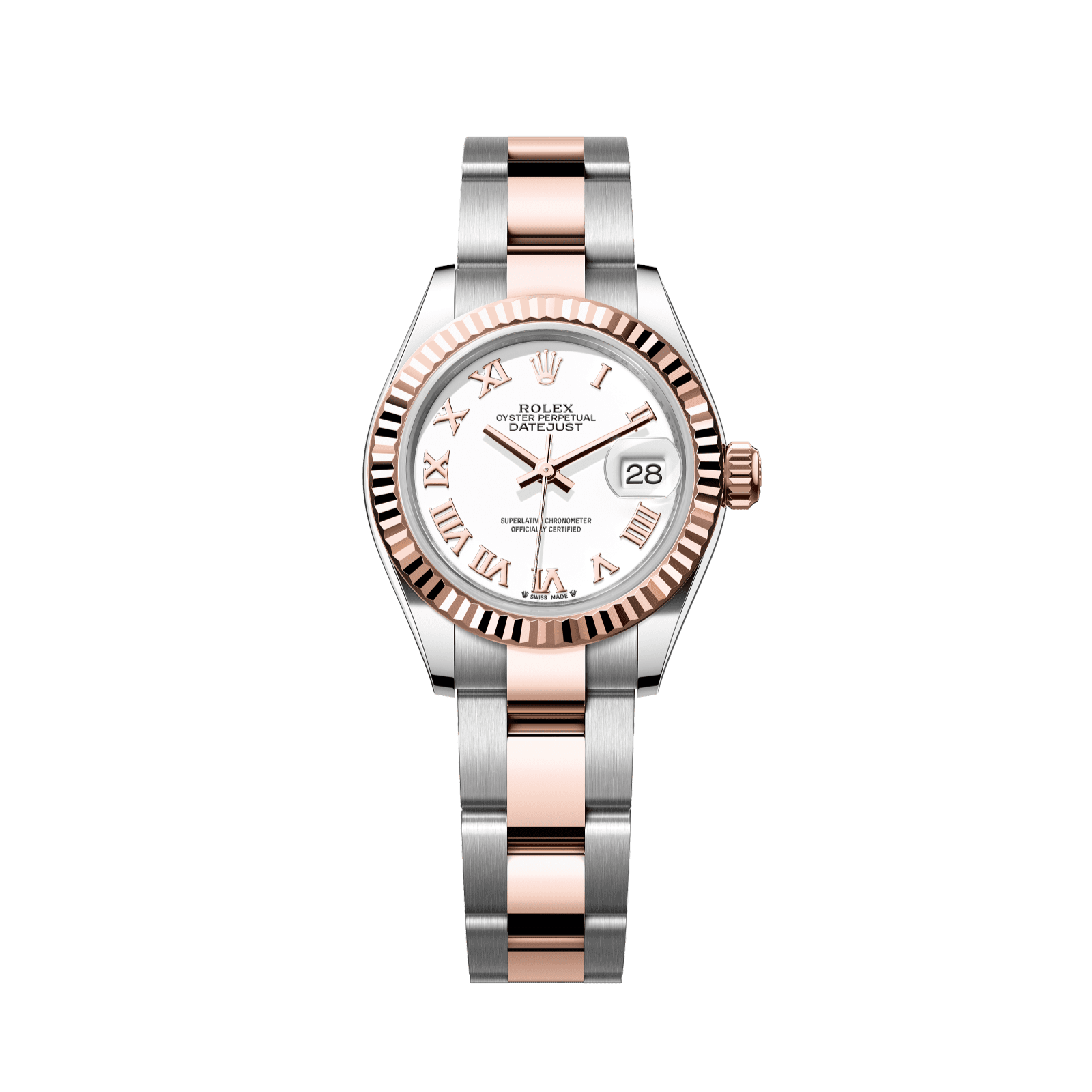 Rolex Lady-Datejust 28 mm White Dial Oystersteel and Everose Gold Oyster Bracelet 279171-0022 - WATCHXNYC