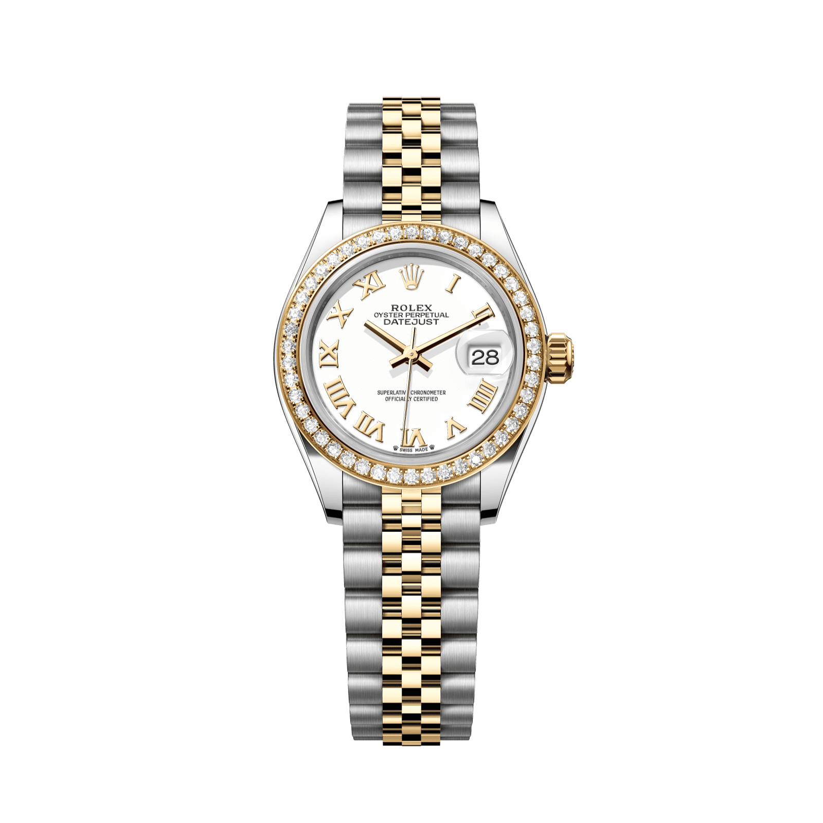 Rolex Lady-Datejust 28 mm White Dial with Diamonds  Oystersteel and 18k Yellow Gold Jubilee Bracelet 279383rbr-0023 - WATCHXNYC