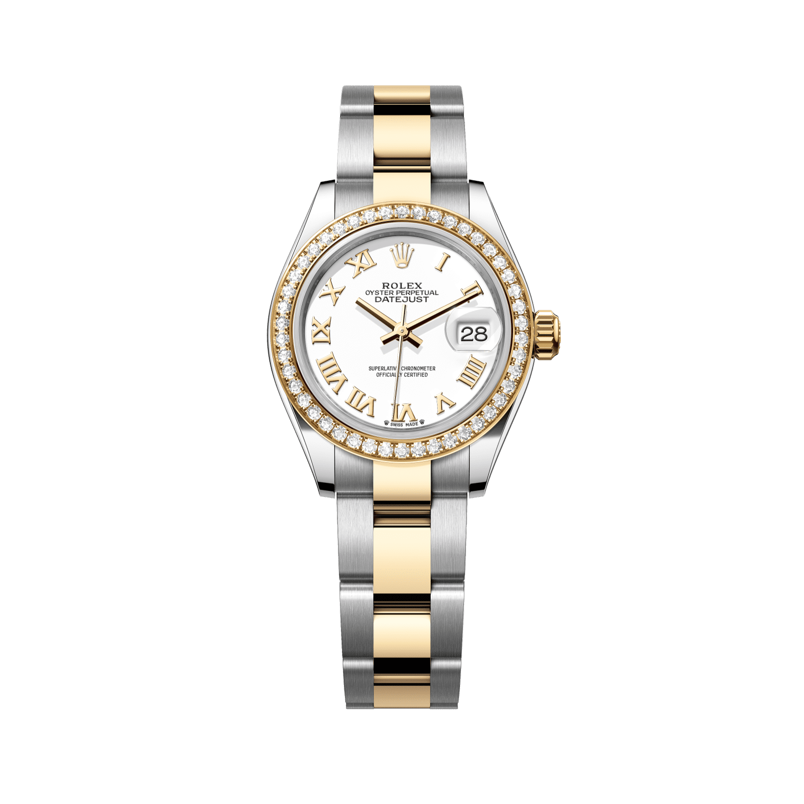 Rolex Lady-Datejust 28 mm White Dial with Diamonds  Oystersteel and 18k Yellow Gold Oyster Bracelet 279383rbr-0024 - WATCHXNYC